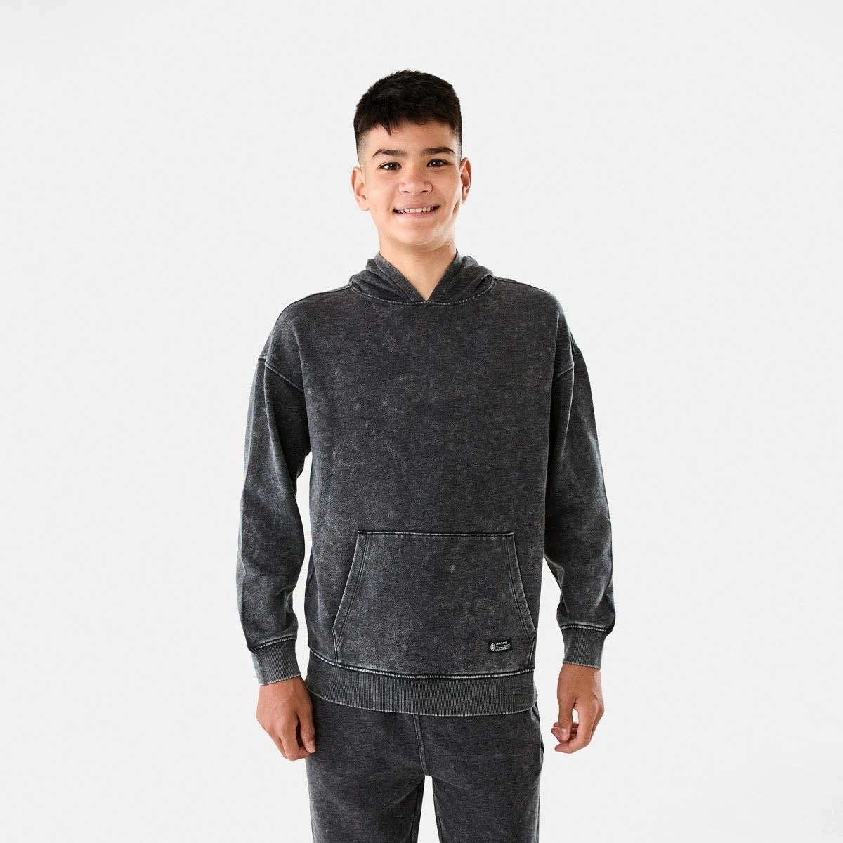1 Oversized Washed Hoodie with Pocket Black, 1 of 10