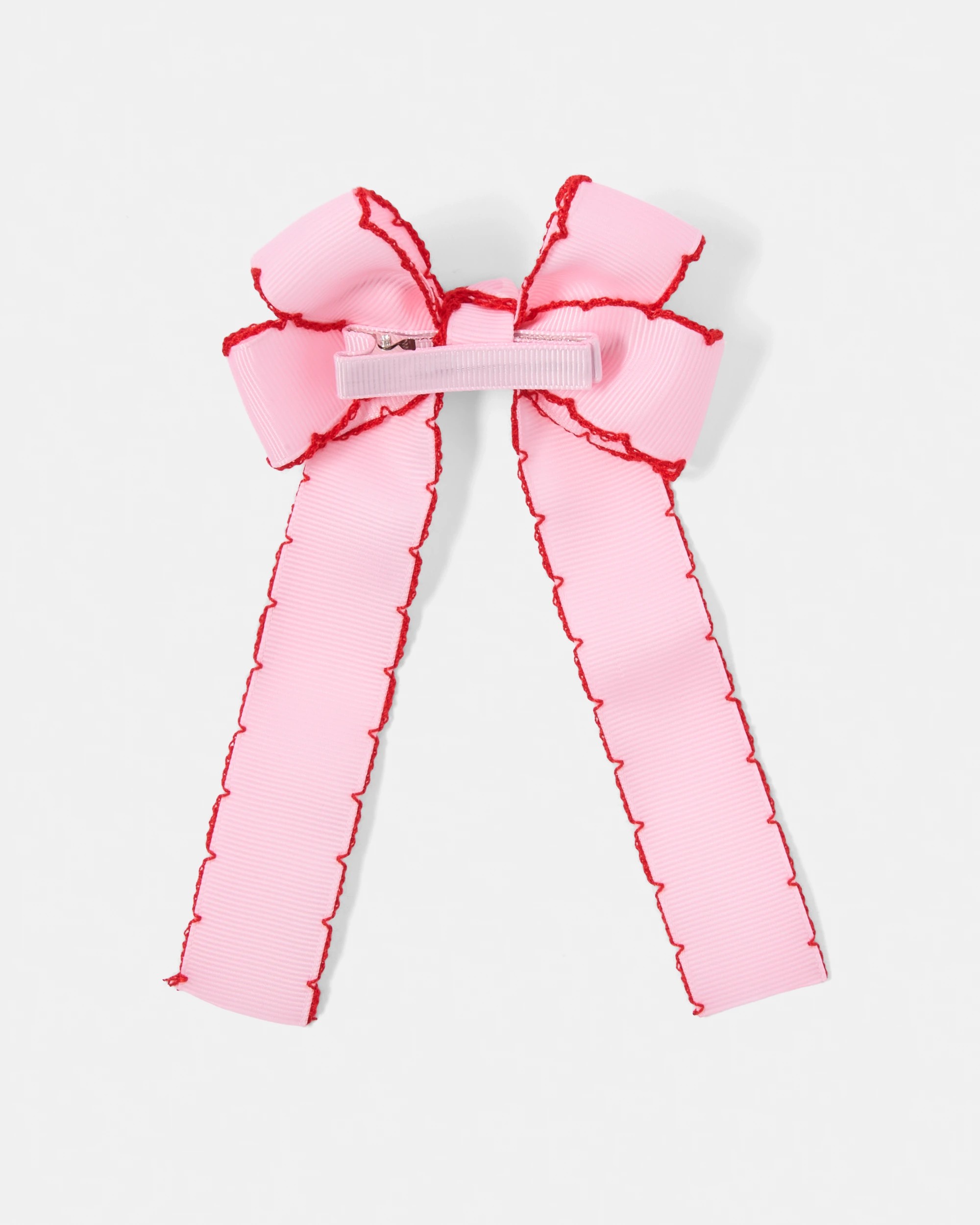 2 Pink and Red Bow Ribbon Trim Hair Clip, 2 of 4