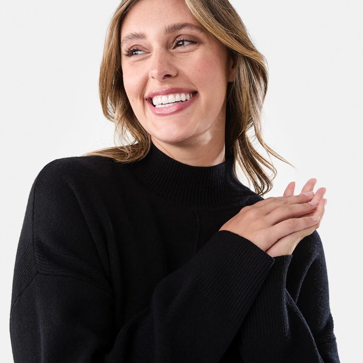 4 Compact Mock Neck Jumper Black, 4 of 6