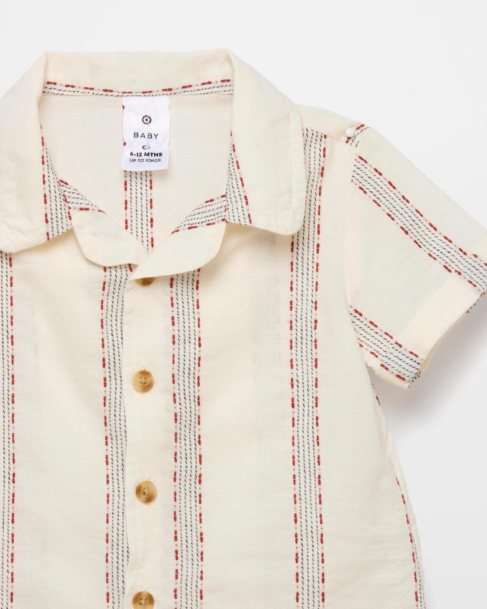 2 Target Baby Baby Boys Resort Shirt and Short Set 2 Piece CREAM STRIPE, 2 of 2