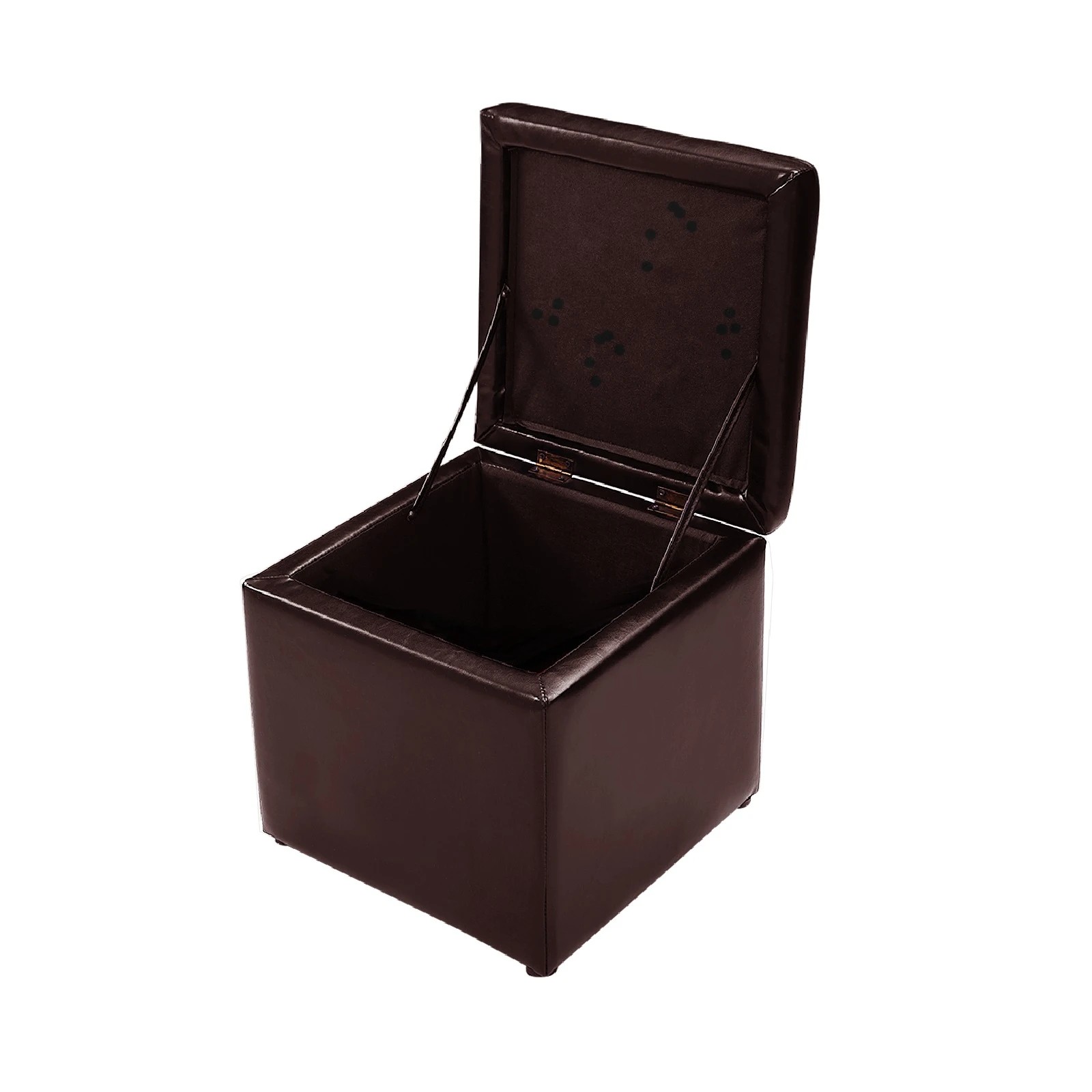1 Costway Cube Storage Ottoman Pouf Storage Box Seat Foot Stool PU Leather Footstool 40cm - Brown, 1 of 3