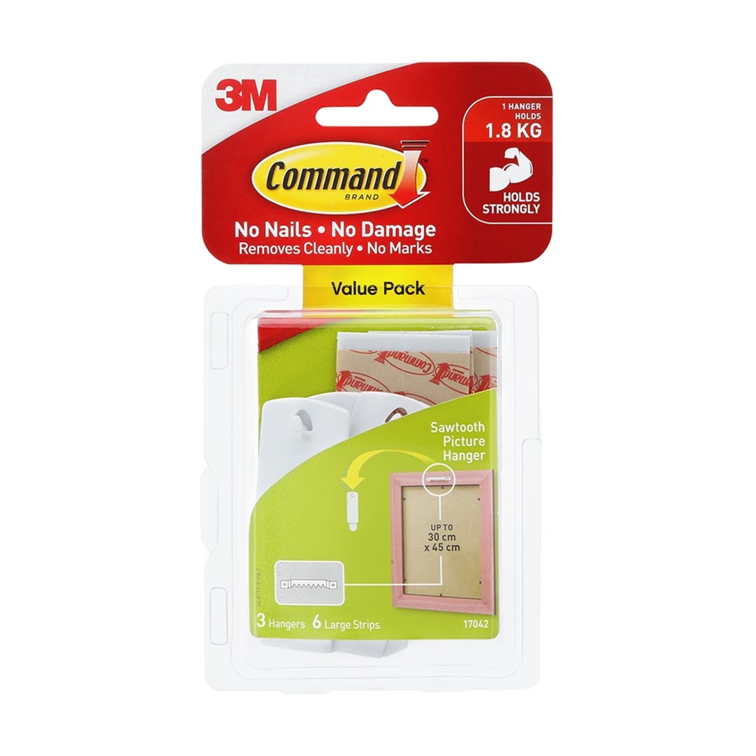 1 3 Pack 3M Command Picture Hanger Sawtooth - White, 1 of 6