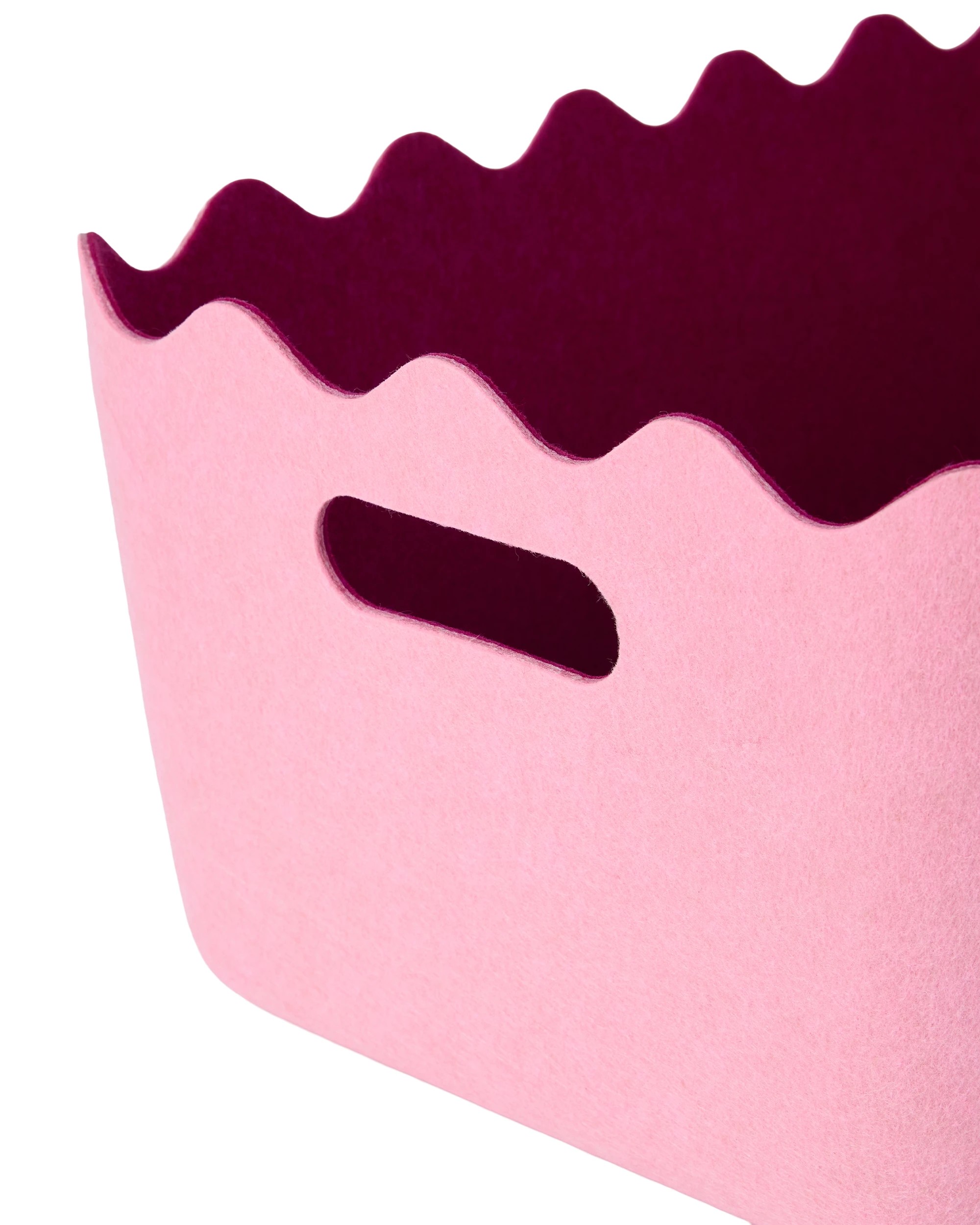 3 Two Tone Wave Felt Basket - Pink and Burgundy, 3 of 5
