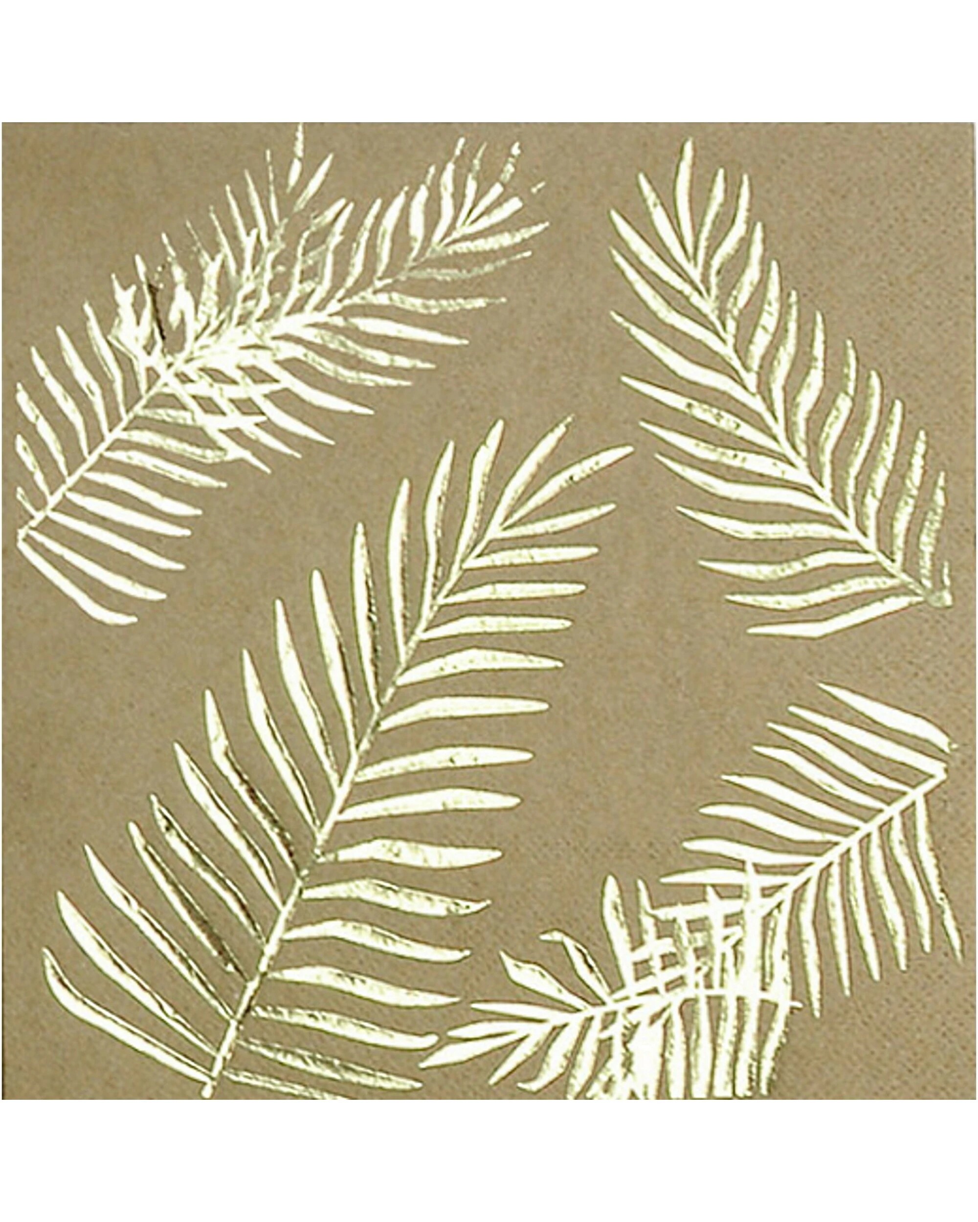 1 Party Maker Gold Foil Palm Leaf Large Paper Napkins Serviettes Pack of 16, 1 of 1