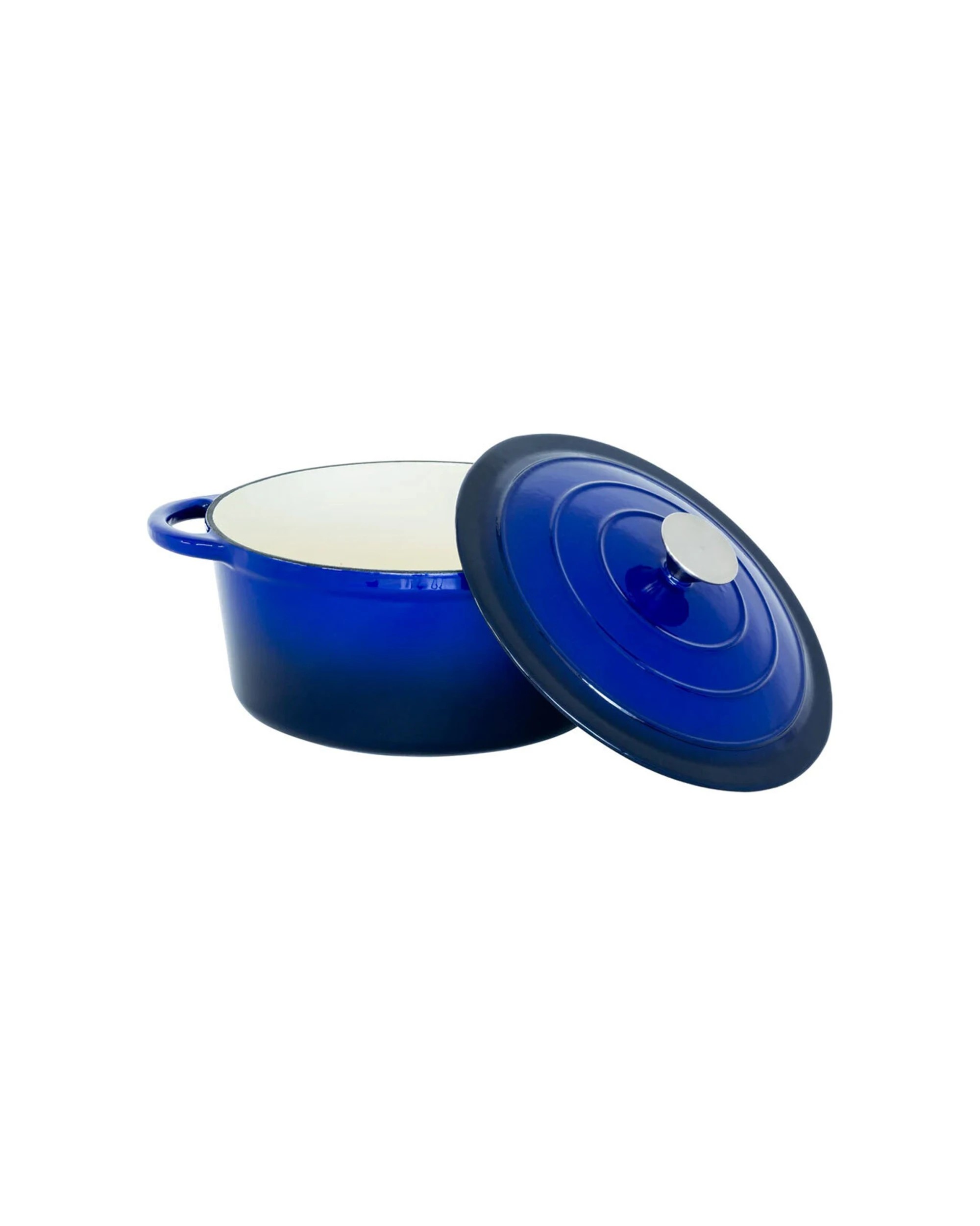 2 Healthy Choice Enamelled Cast Iron Casserole Cooking Dish Dark Blue 26cm 4.7l - Blue, 2 of 5