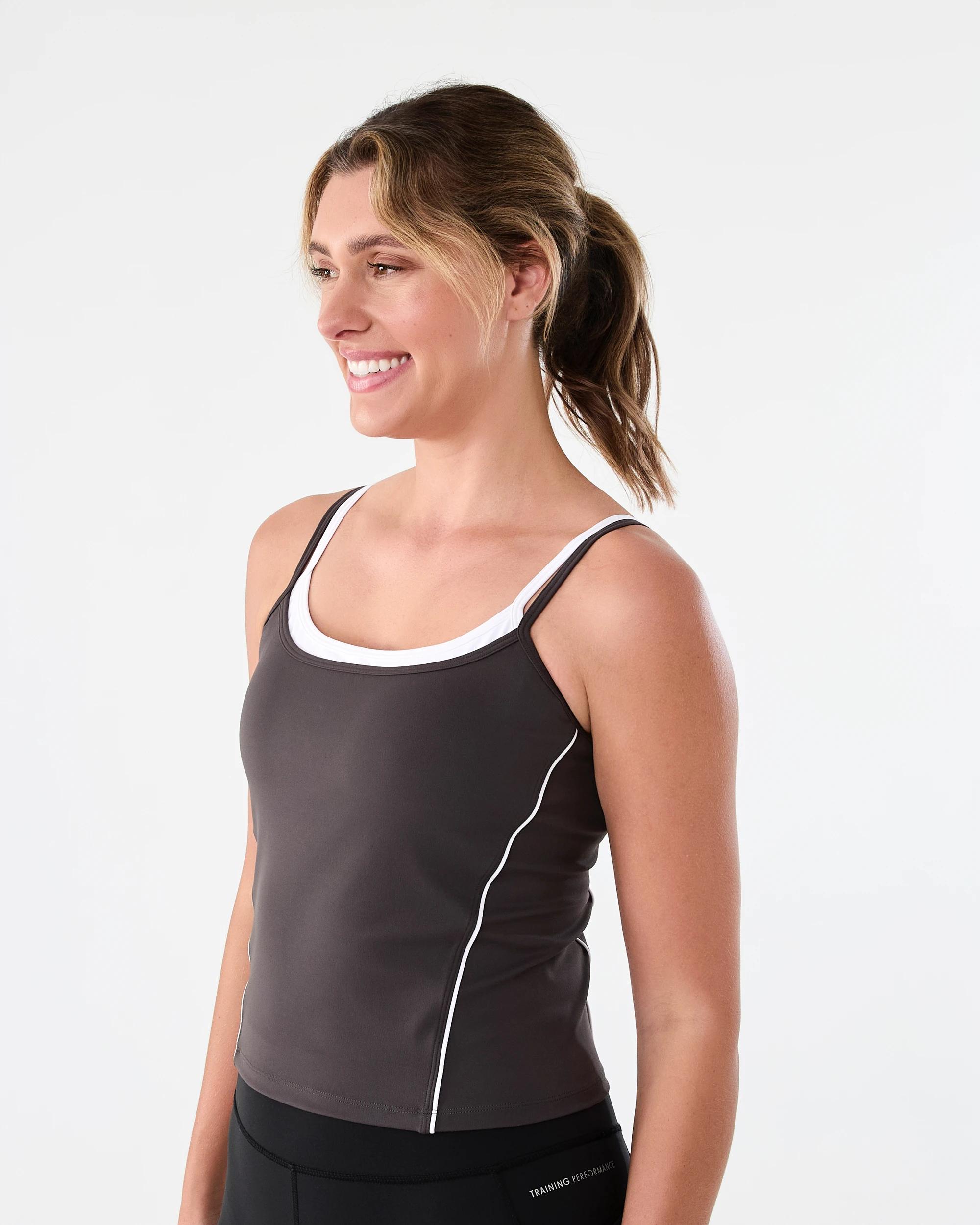 2 Active Womens Dual Strap Tank Graphite, 2 of 7