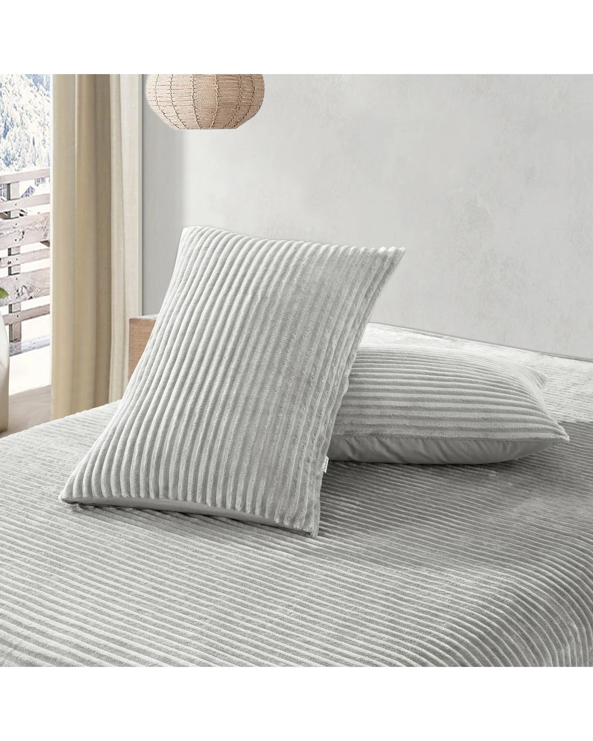 5 Dreamaker Signature Embossed Corduroy Fleece Quilt Cover Set - Single Bed - Silver Grey, 5 of 8