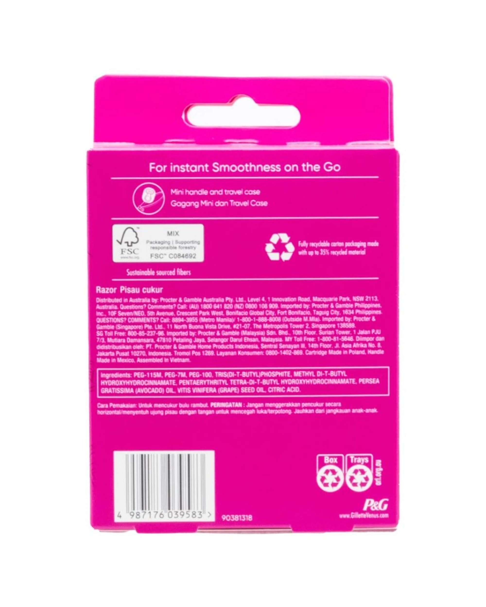 3 Gillette 6PK Venus 5 Snap Extra Smooth Razor With Mini Handle And Travel Case - Pink, 3 of 3