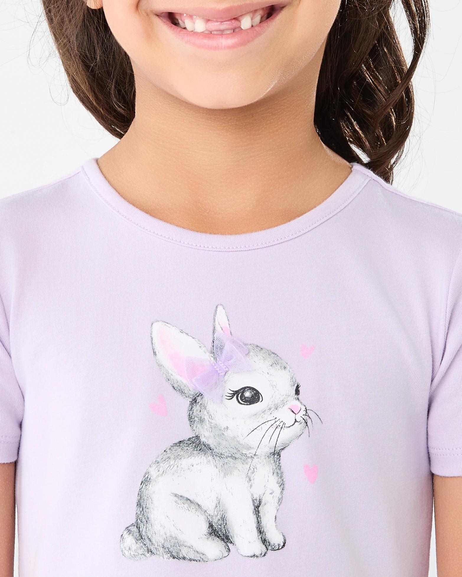 4 Easter Short Sleeve Rib Tutu Dress Prpl Bunny, 4 of 8