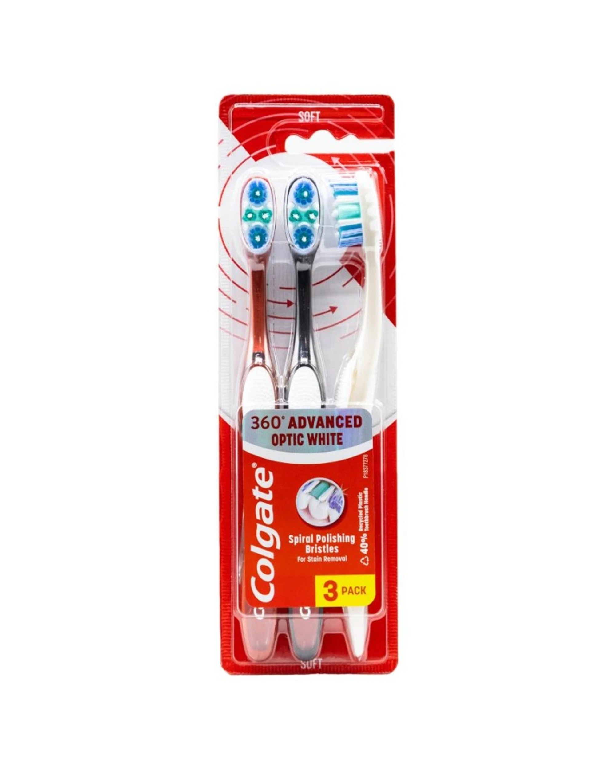 2 Colgate 12x 3pc Toothbrush 360 Advanced Optic Soft Pack - Multi, 2 of 3