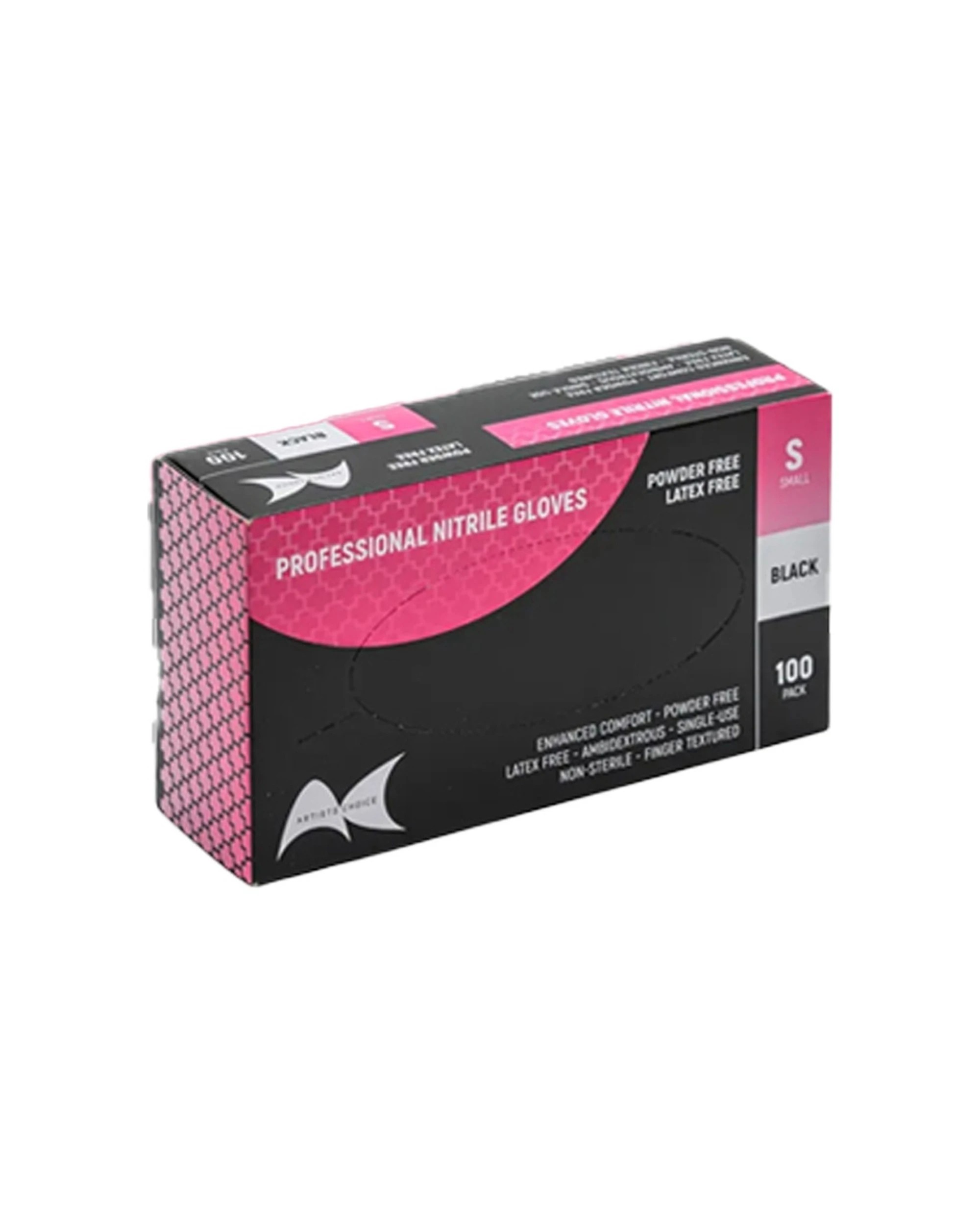 2 Artists Choice 3x 100pc Nitrile Gloves Textured Powder No-Latex Small - Black, 2 of 2