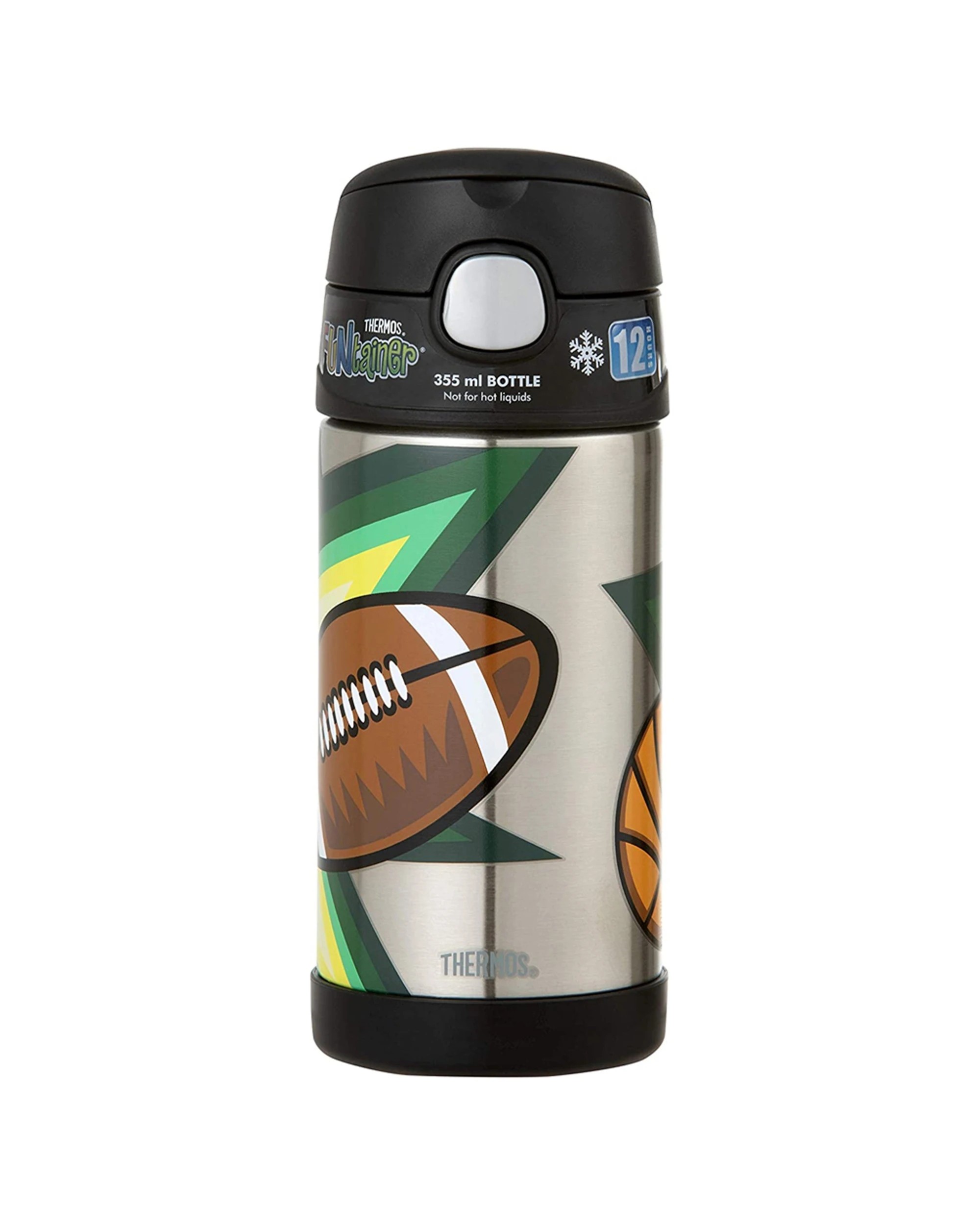 1 Thermos Funtainer 355ml Vacuum Insulated Drink Bottle Push Button Lid Kids, 1 of 3