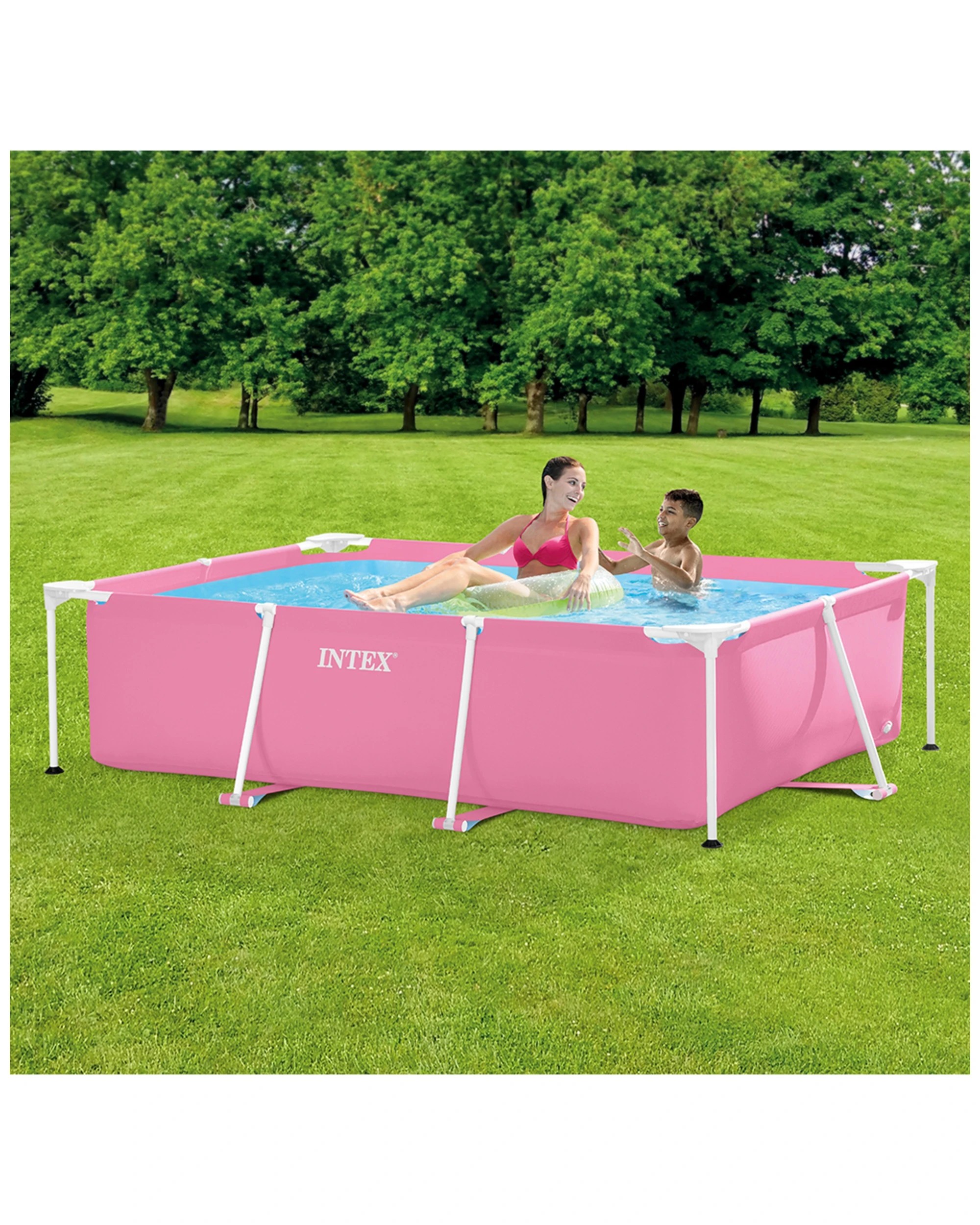 5 Intex 2.2x1.5m Rectangular Frame Above Ground Swimming Pool Outdoor/garden - Pink, 5 of 9
