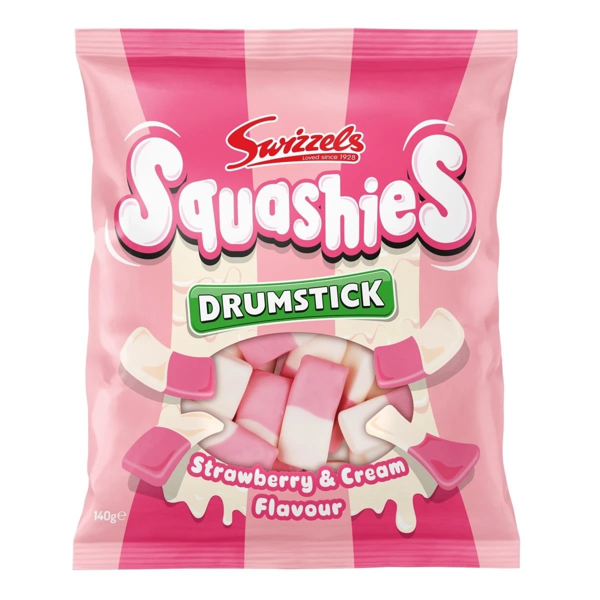 1 Swizzels Squashies Strawberry and Cream Flavour Drumstick 140g, 1 of 2