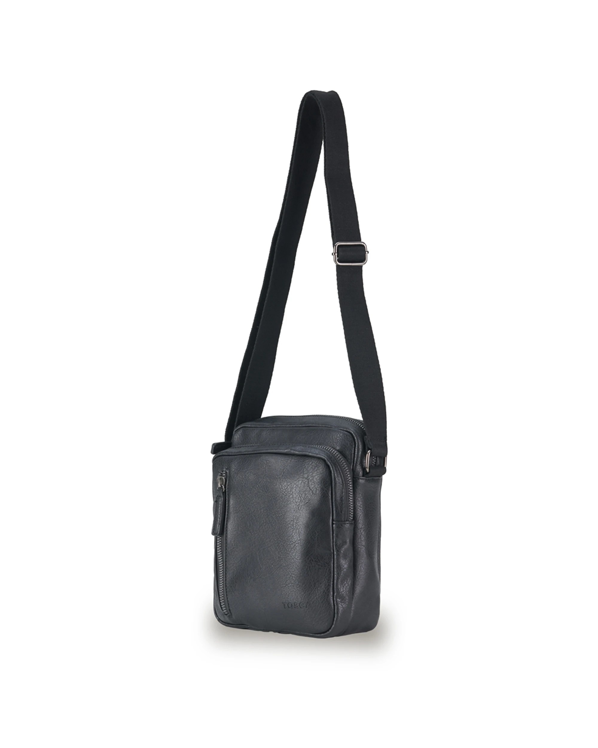 1 Tosca Vegan Leather Mens Shoulder Bag - Black, 1 of 2