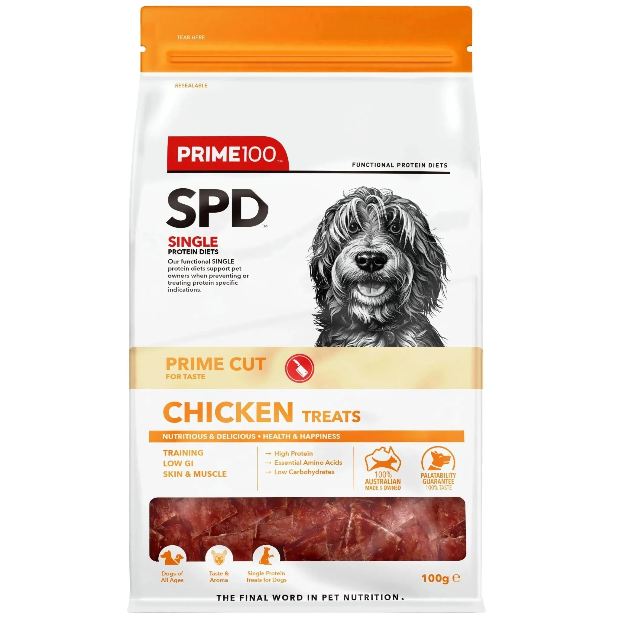 1 Spd Prime Cut Chicken Treats 100g, 1 of 2
