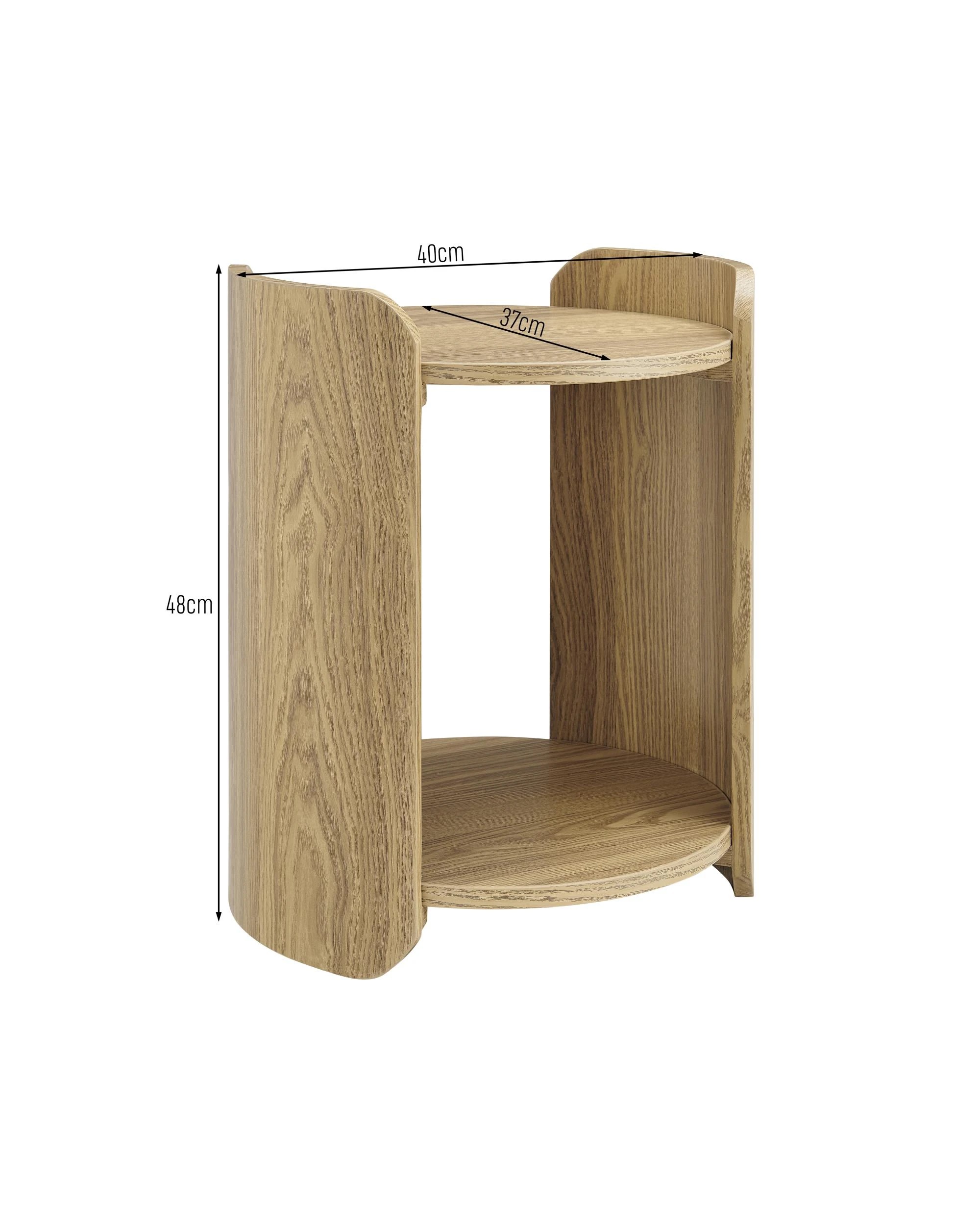 7 Kodu Round Side Table Bedside Table Nightstand with Storage Shelf Oak Look - Natural, 7 of 7