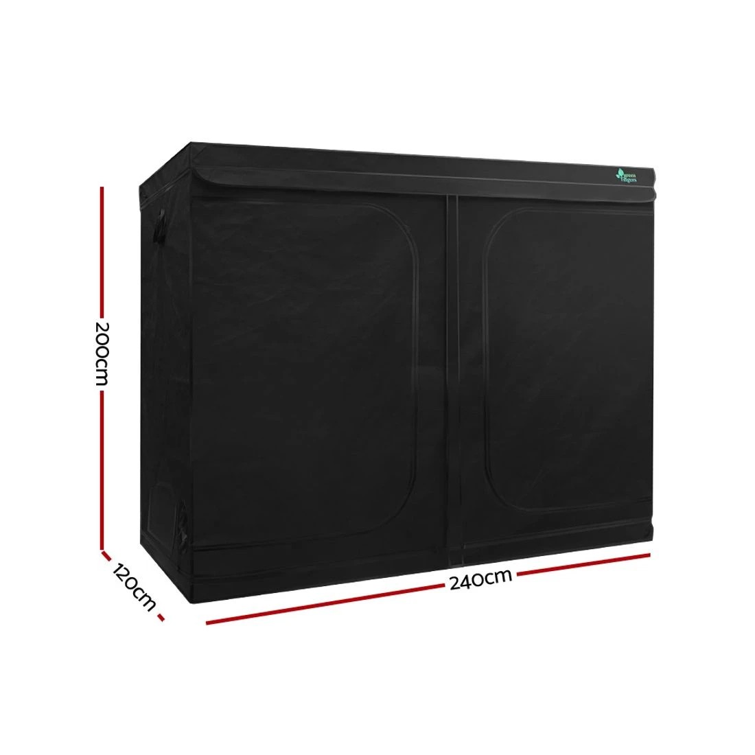 2 Green Fingers Grow Tent 240x120x200CM Hydroponics Kit Indoor Plant Room - Black, 2 of 4