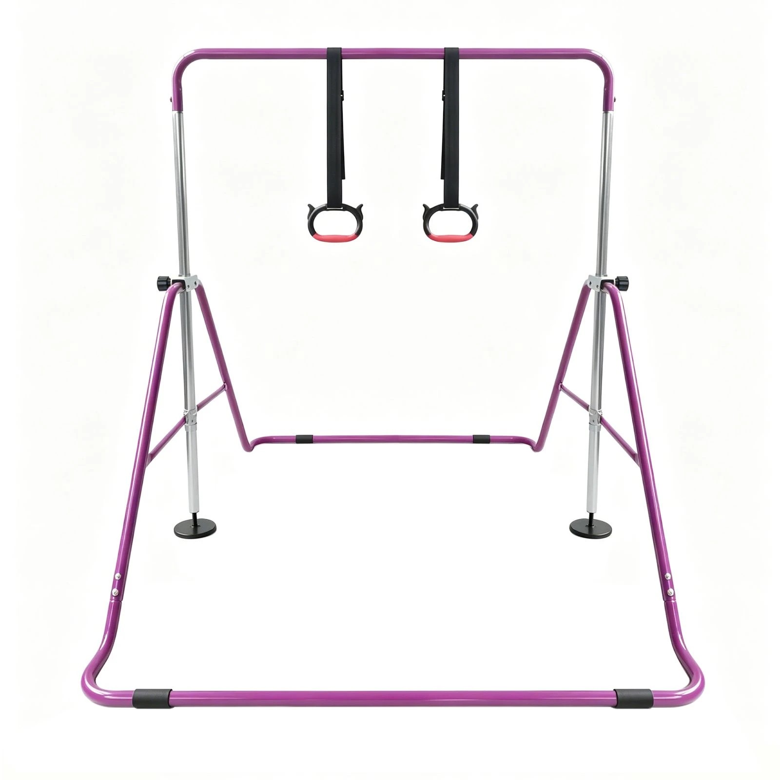 1 Ausway Folding Kids Gymnastics Monkey Kip Bar Height Adjustable Training Rings, Home Gym Exercise Equipment, 1 of 6