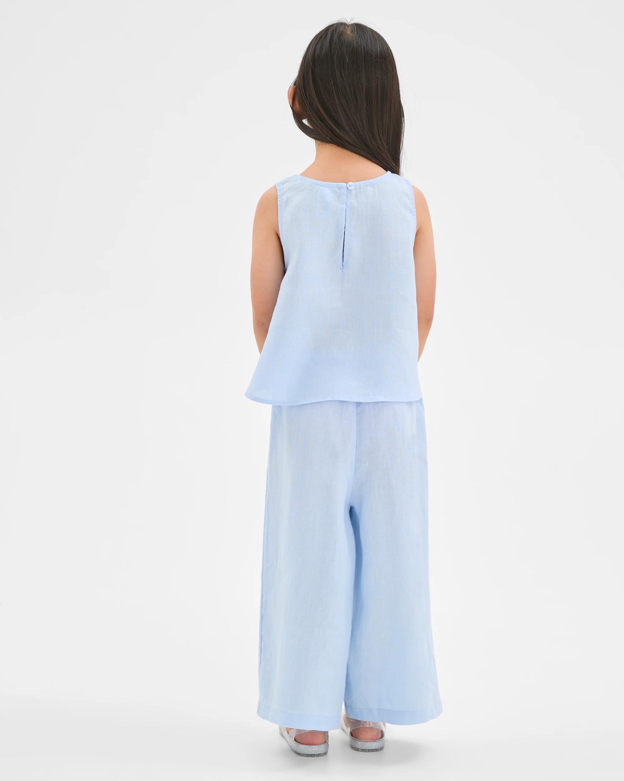 4 Target Kids European Linen Wide Leg Co-Ord Pants LIGHT BLUE, 4 of 6