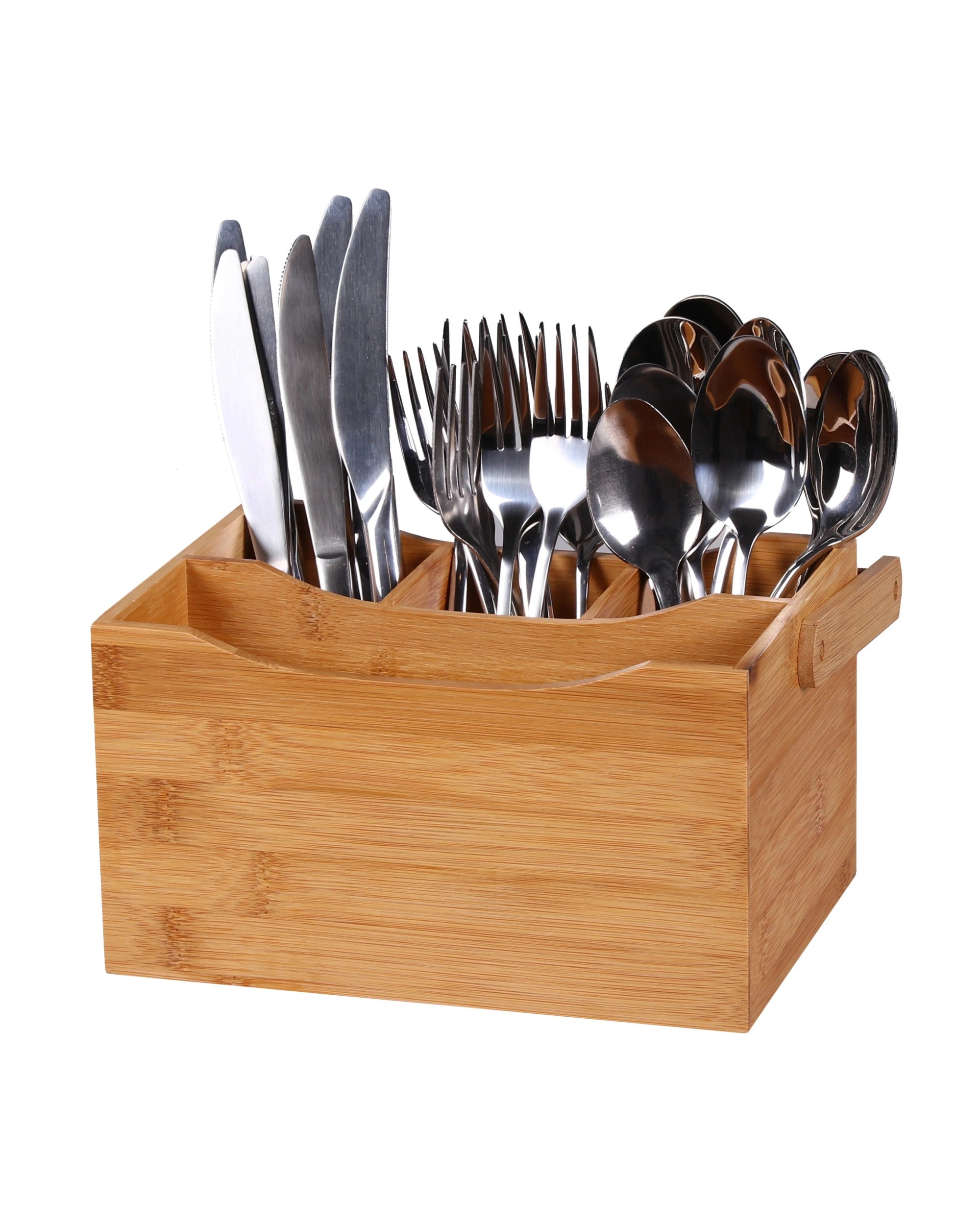 3 Sherwood Home Bamboo Cutlery Caddy Holds Knife/Fork/Spoon and Napkin/Serviette - Natural Brown, 3 of 3