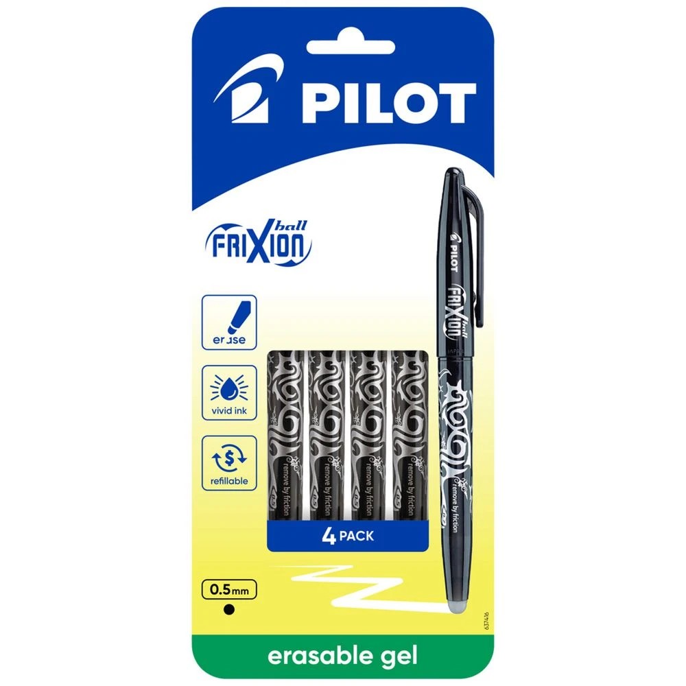 1 PILOT FriXion Ball Gel Pen 0.5mm Black 4 Pack, 1 of 8