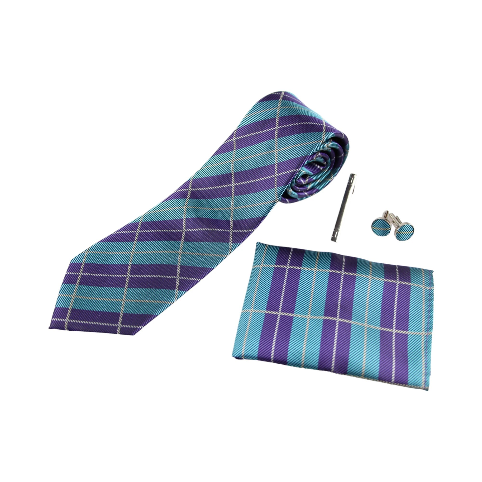 1 Zasel Mens Multi Matching Neck Tie, Pocket Square, Cuff Links And Tie Clip Set - Multi, 1 of 3