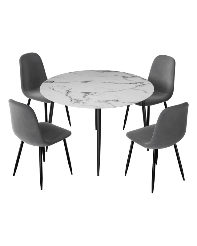1 Artiss Dining Table and 4 Chairs Set Marble - M