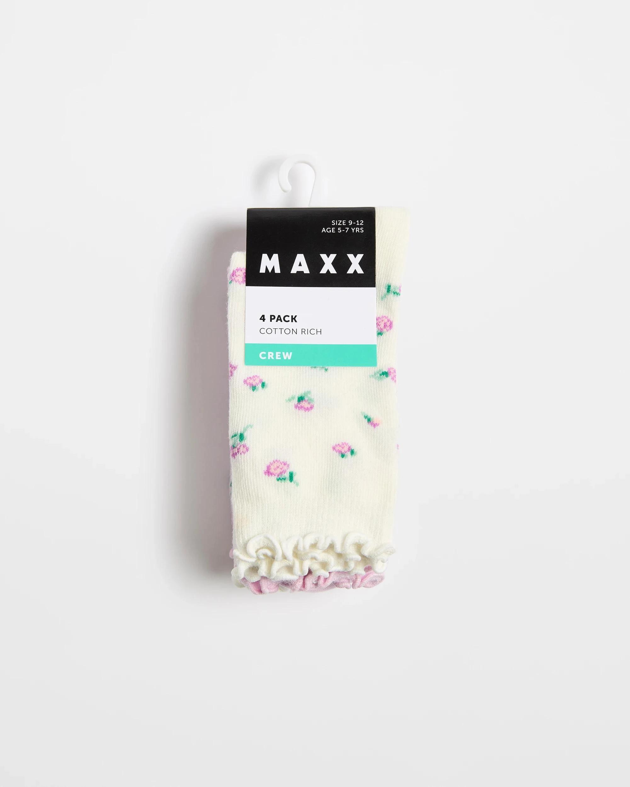 3 Maxx Australian Cotton Blend Crew Cut Floral/Textured Socks 4 Pack - Max MULTI, 3 of 3