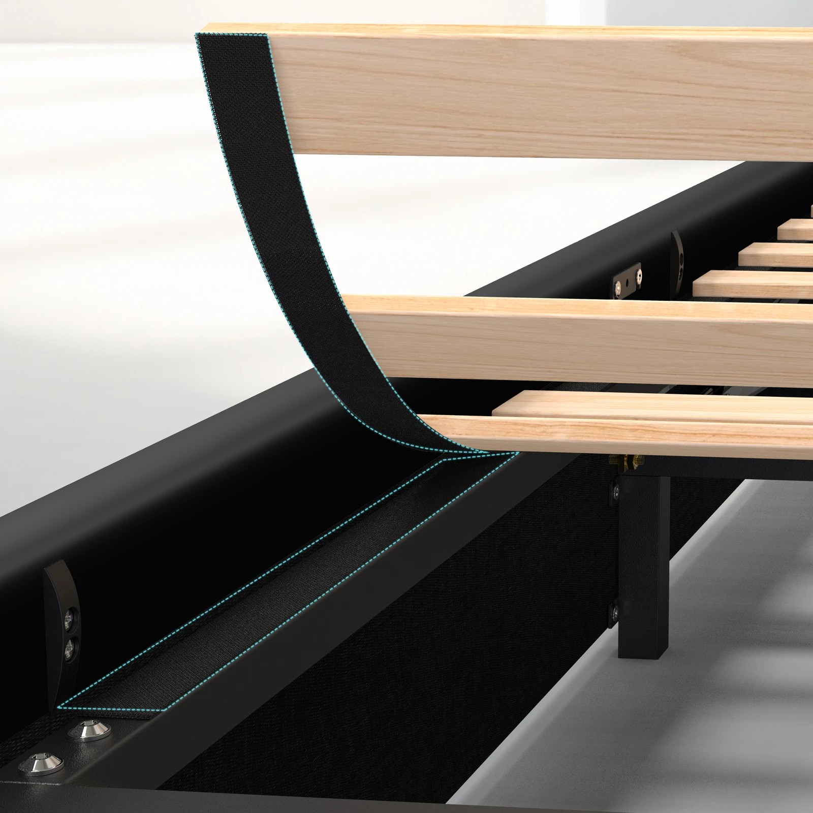 10 Alfordson Bed Frame Single Size Gas Lift Storage Base Leather Tricia - Black, 10 of 10