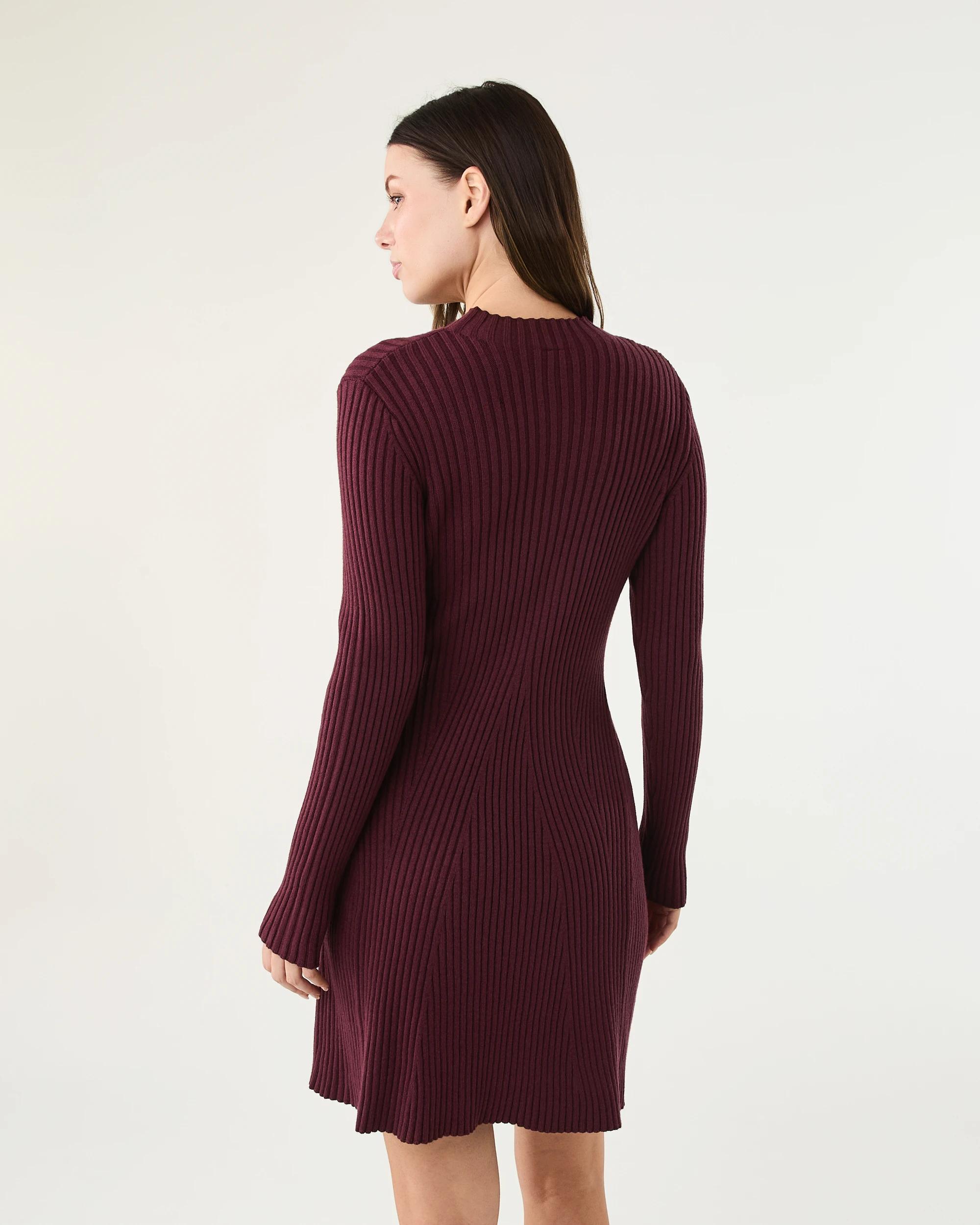 3 Long Sleeve True Knit Skater Mini Dress Red Royale, 3 of 7
