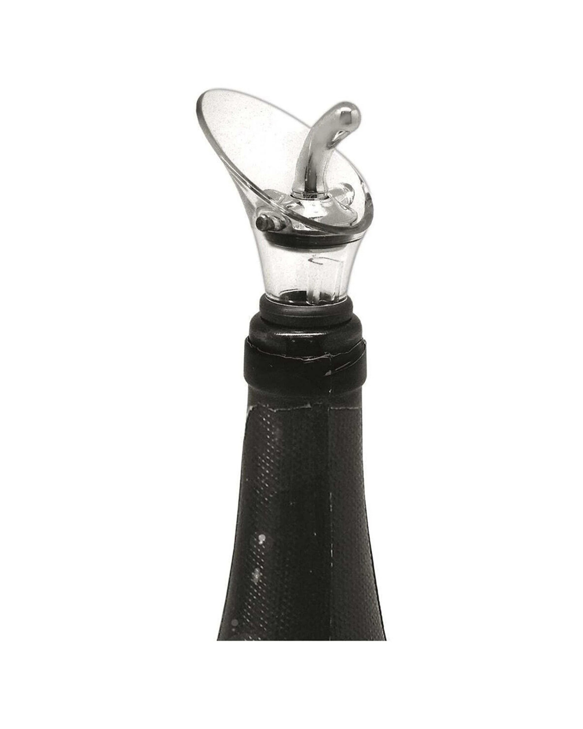 1 Vin Bouquet Bottle Pourer And Stopper Sealer - Fits Most Standard Bottles - Black, 1 of 1