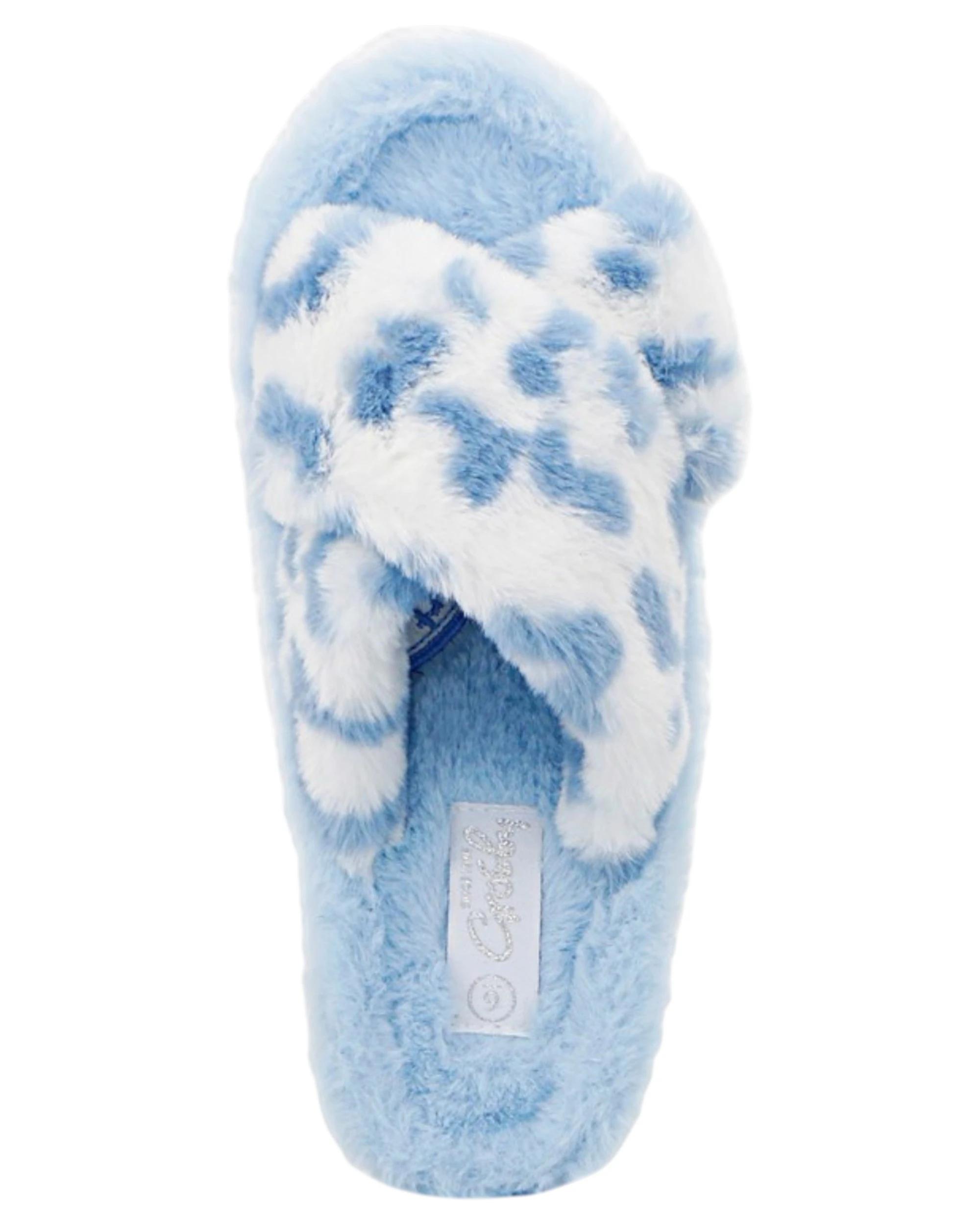 4 Grosby Womens Invisible Miah Blue/ White Indoor Fluffy Slippers BLUE/WHITE, 4 of 4