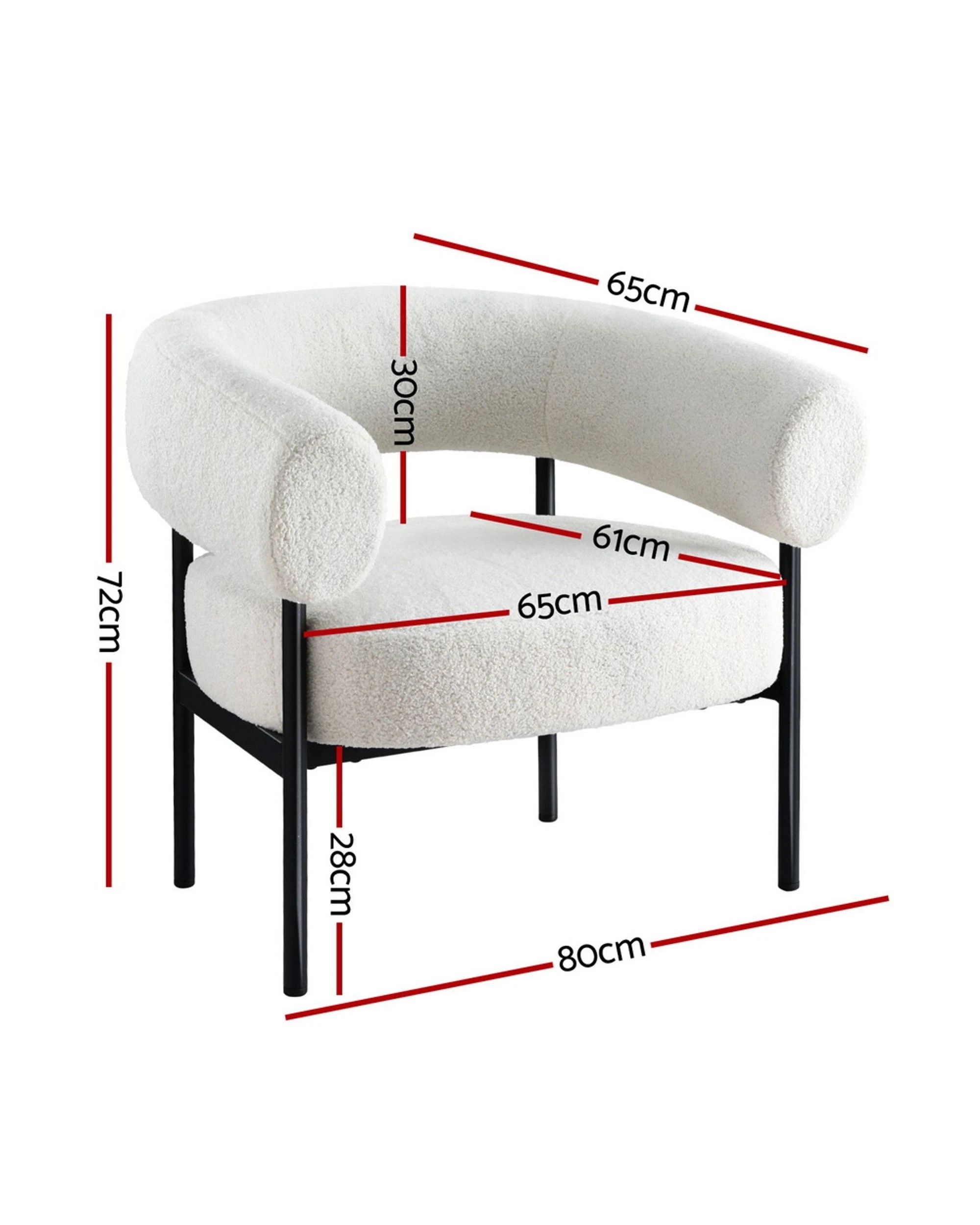 2 Artiss Armchair Accent Chair Curved Boucle
 - White, 2 of 3