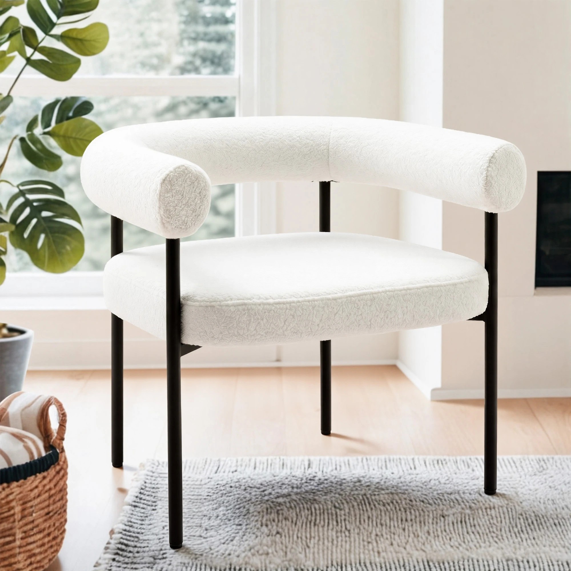 2 Artiss Armchair Accent Chair Curved Boucle - White, 2 of 4