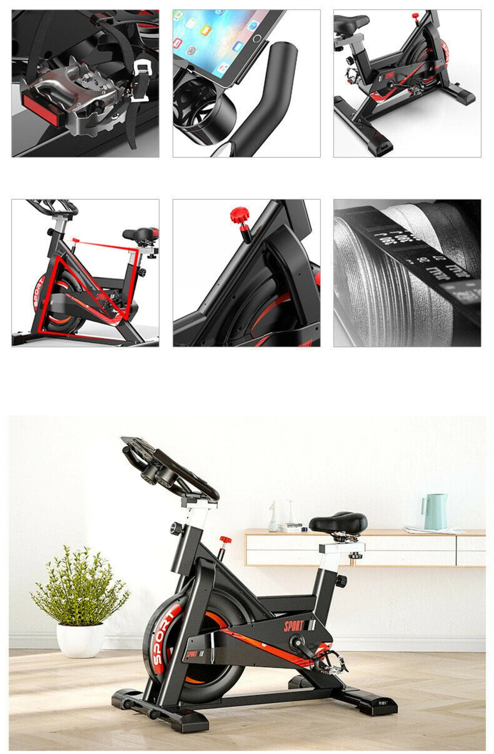 6 Fitness Master Exercise Spin Bike Home Gym Workout Equipment Cycling Bicycle Heart Rate Lcd Display, 6 of 9