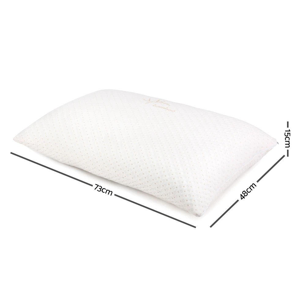 2 Giselle Bedding Memory Foam Pillow Bamboo Cover Twin Pack - White, 2 of 8