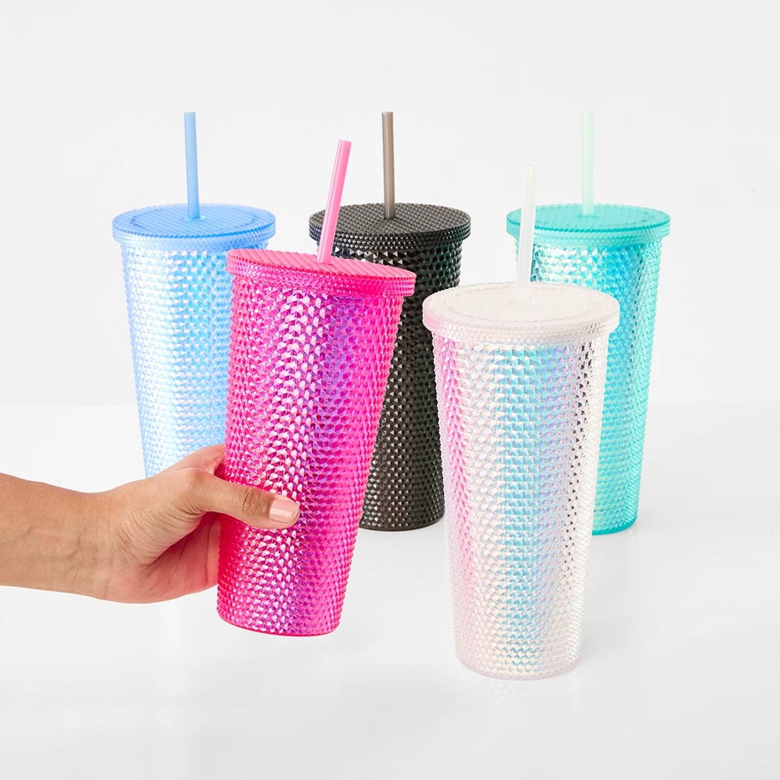 9 Blue Textured Smoothie Tumbler, 9 of 9