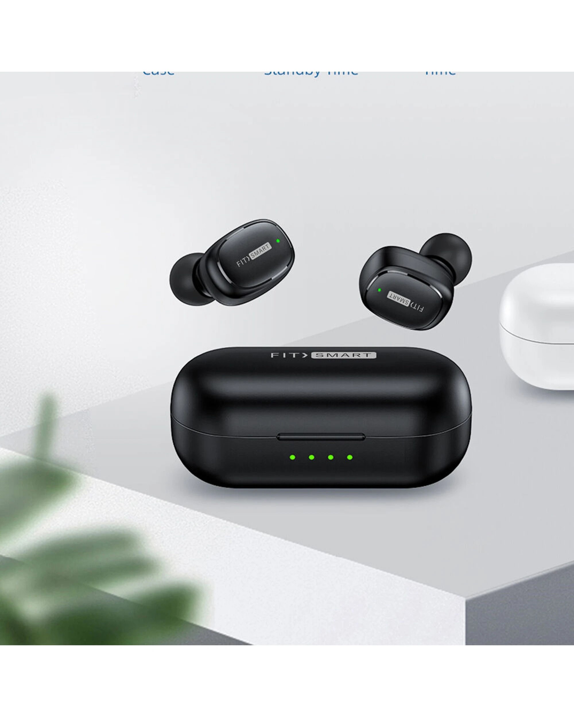 2 Fitsmart Bluetooth Rechargeable In Ear Wireles Buds With Charging Case - Black, 2 of 5