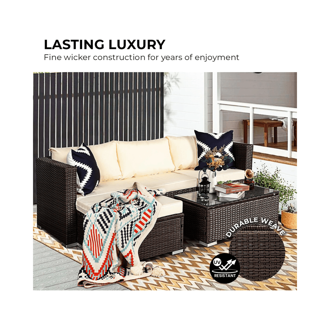 7 Sarantino 5pc Modular Outdoor Lounge Set Pe Rattan - Brown, 7 of 10