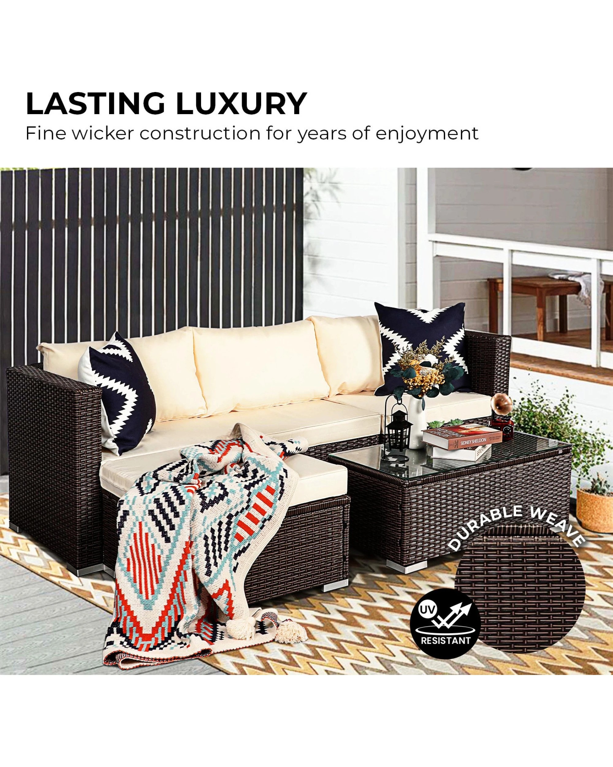 7 Sarantino 5pc Modular Outdoor Lounge Set Pe Rattan - Brown, 7 of 10