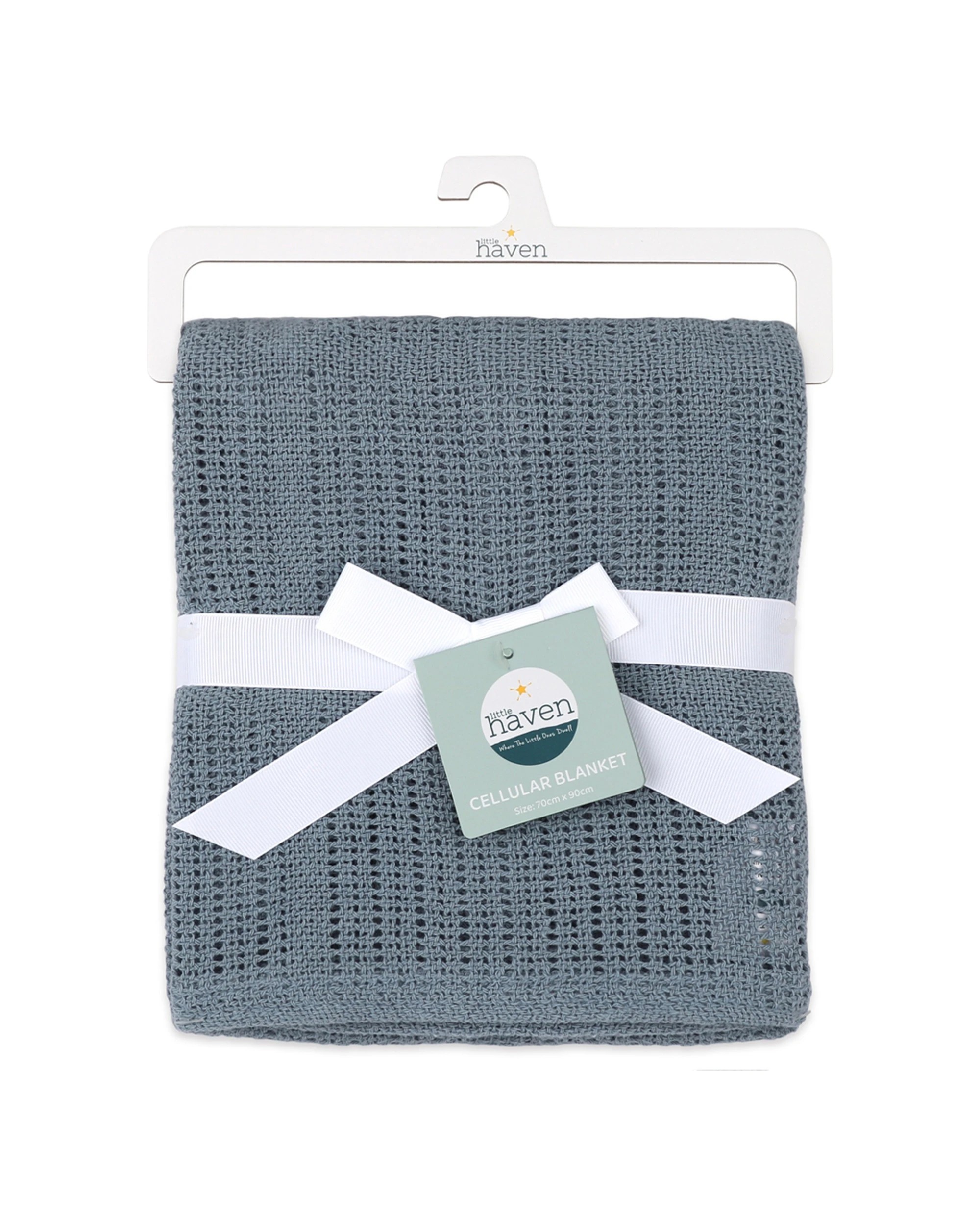 1 Little Haven Cellular Baby Blanket 100 Percent Cotton Soft And Breathable - Blue, 1 of 3