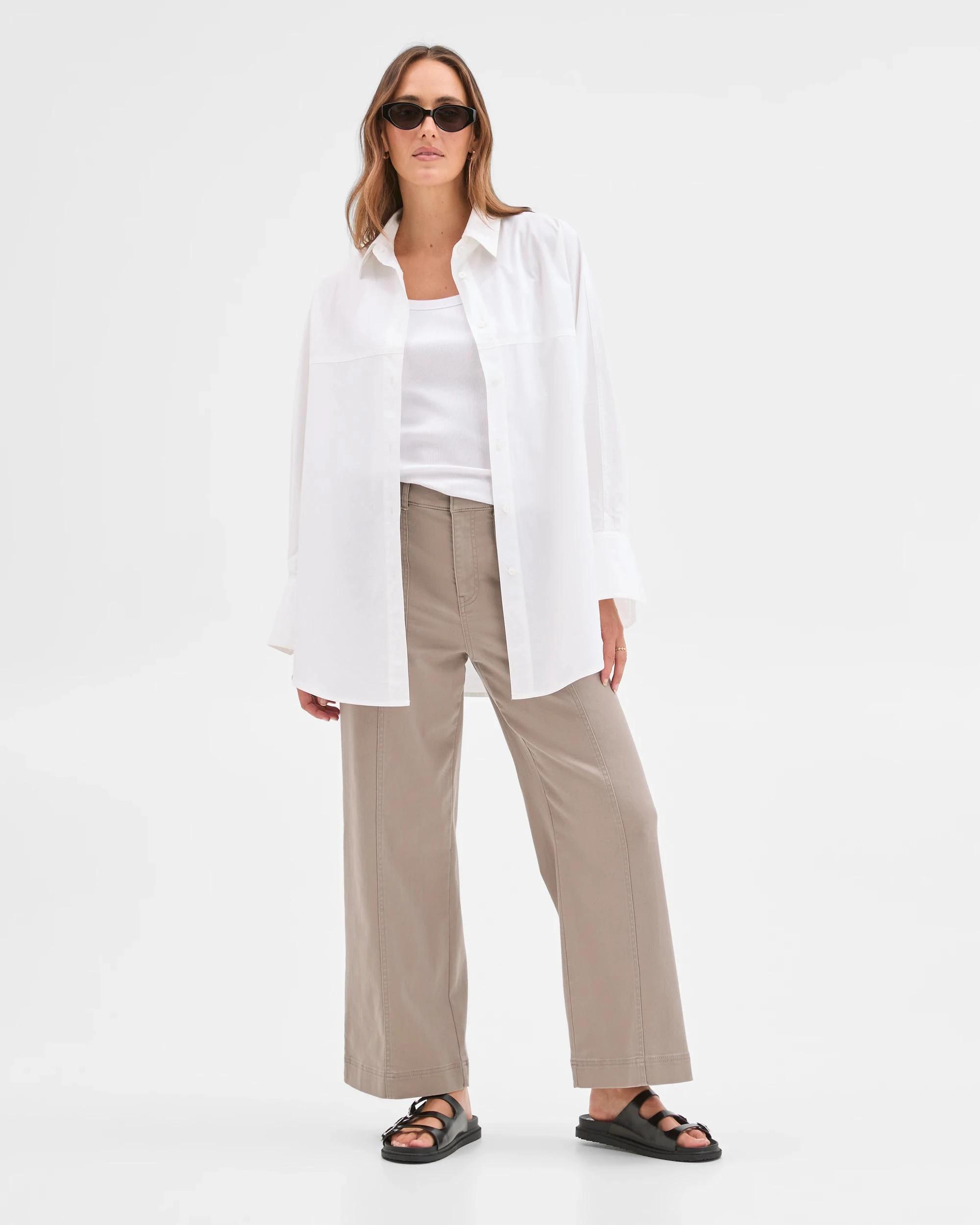 6 Target Woman Australian Cotton Blend Stretch Twill Wide Leg Pants SMOKEY TAUPE, 6 of 7