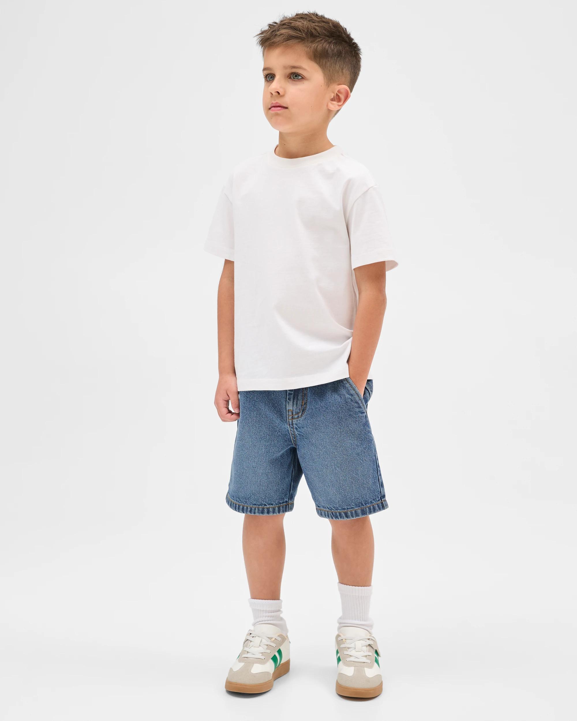 1 Target Kids Cotton Structured Waist Denim Shorts MID WASH, 1 of 5