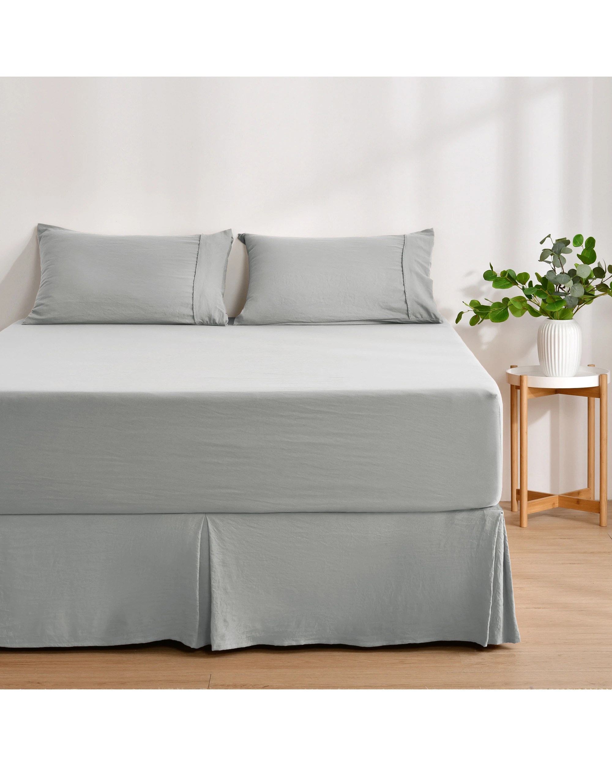 4 Dreamaker Superfine Washed Microfibre Pleated Valance - King Single Bed - Dove Grey, 4 of 9