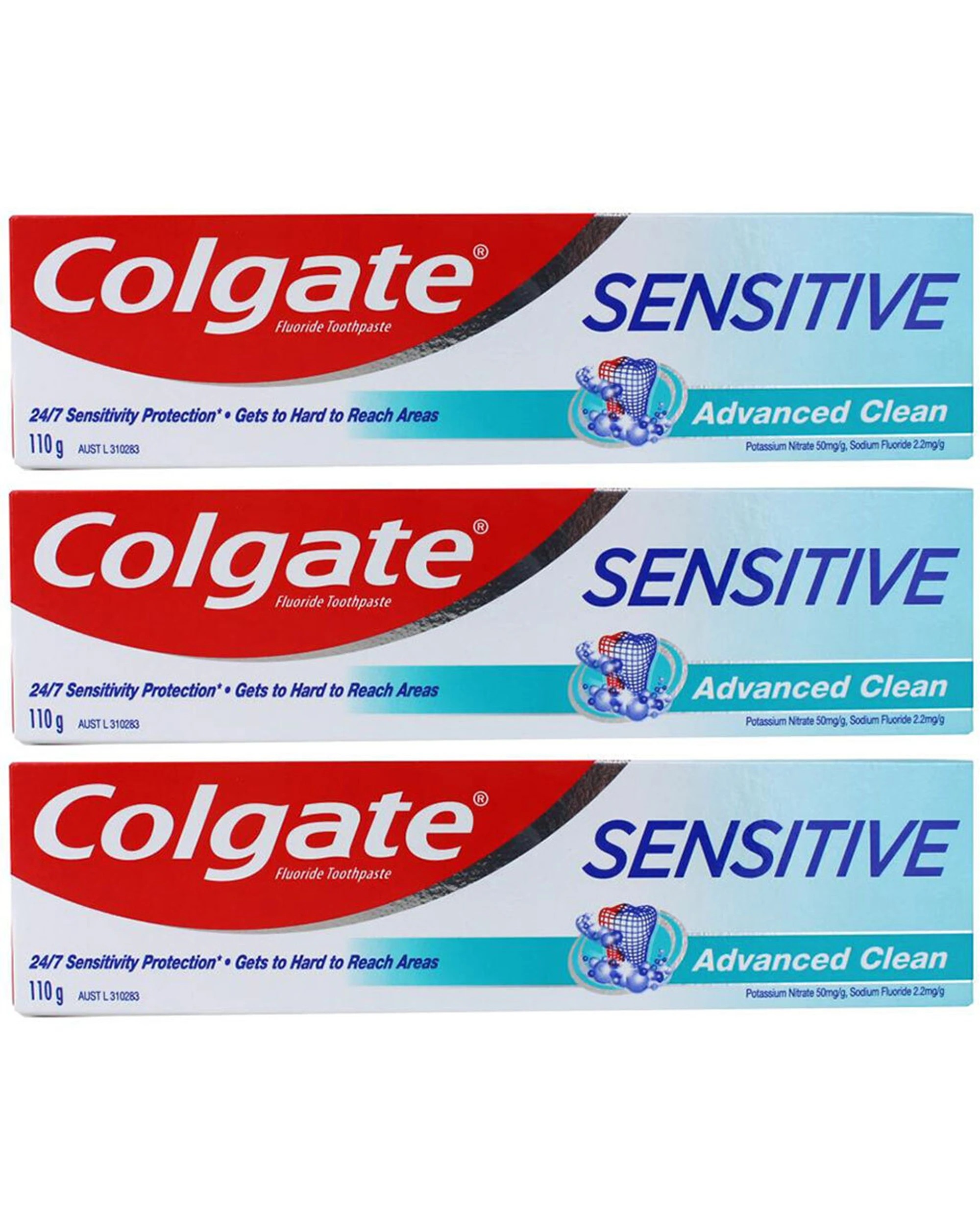 1 Colgate 3PK Toothpaste Sensitive Advanced Clean 110g - Multi, 1 of 3