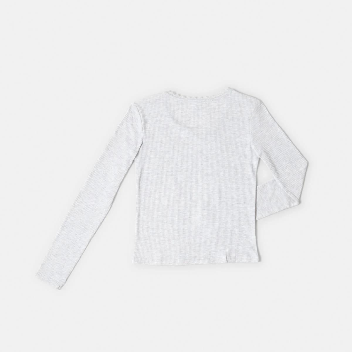 8 Long Sleeve Rib Top with Lace Kgry Marle, 8 of 8