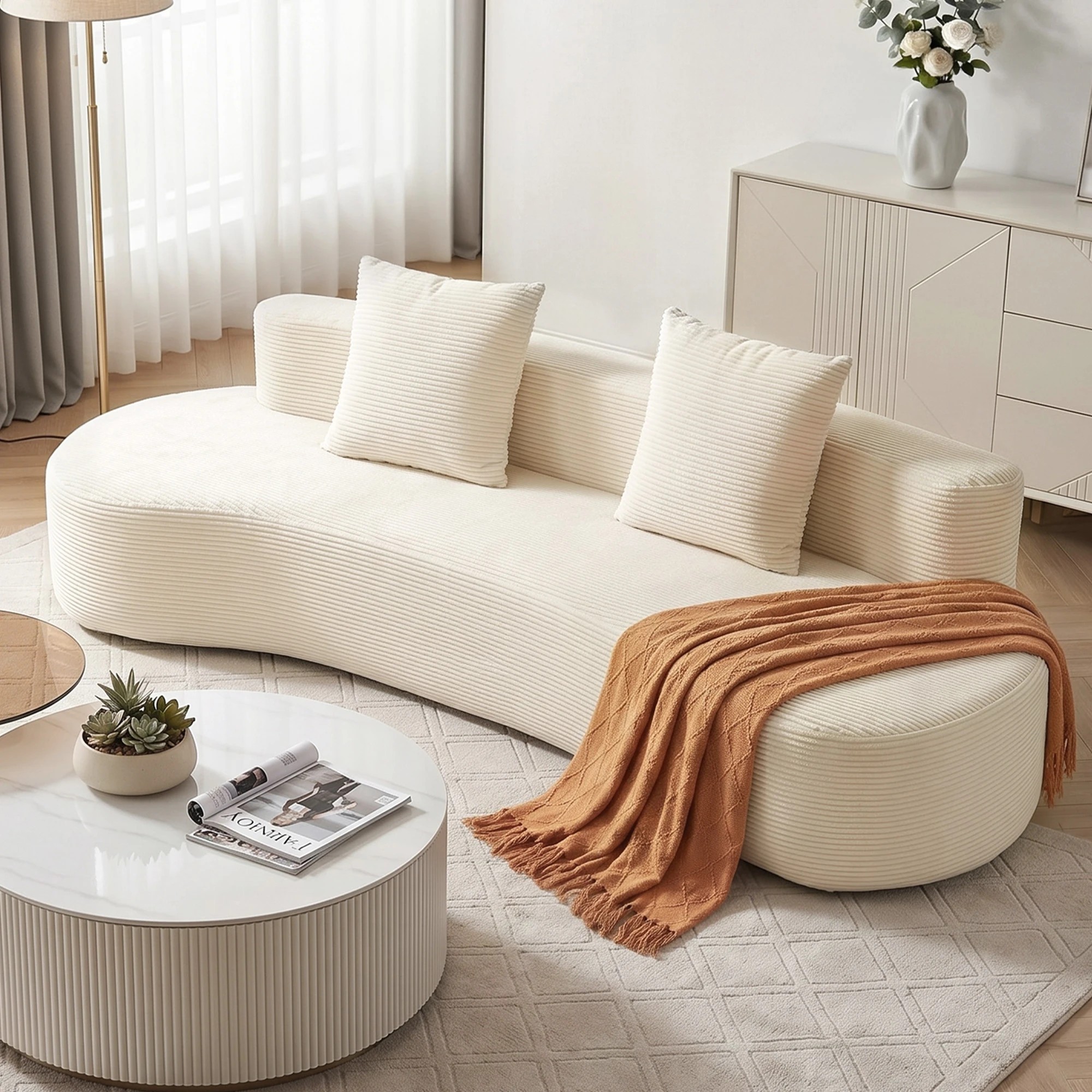 8 Artiss 228cm Modular Sofa Bed Sectional Boneless Couches for Living Room - White, 8 of 8