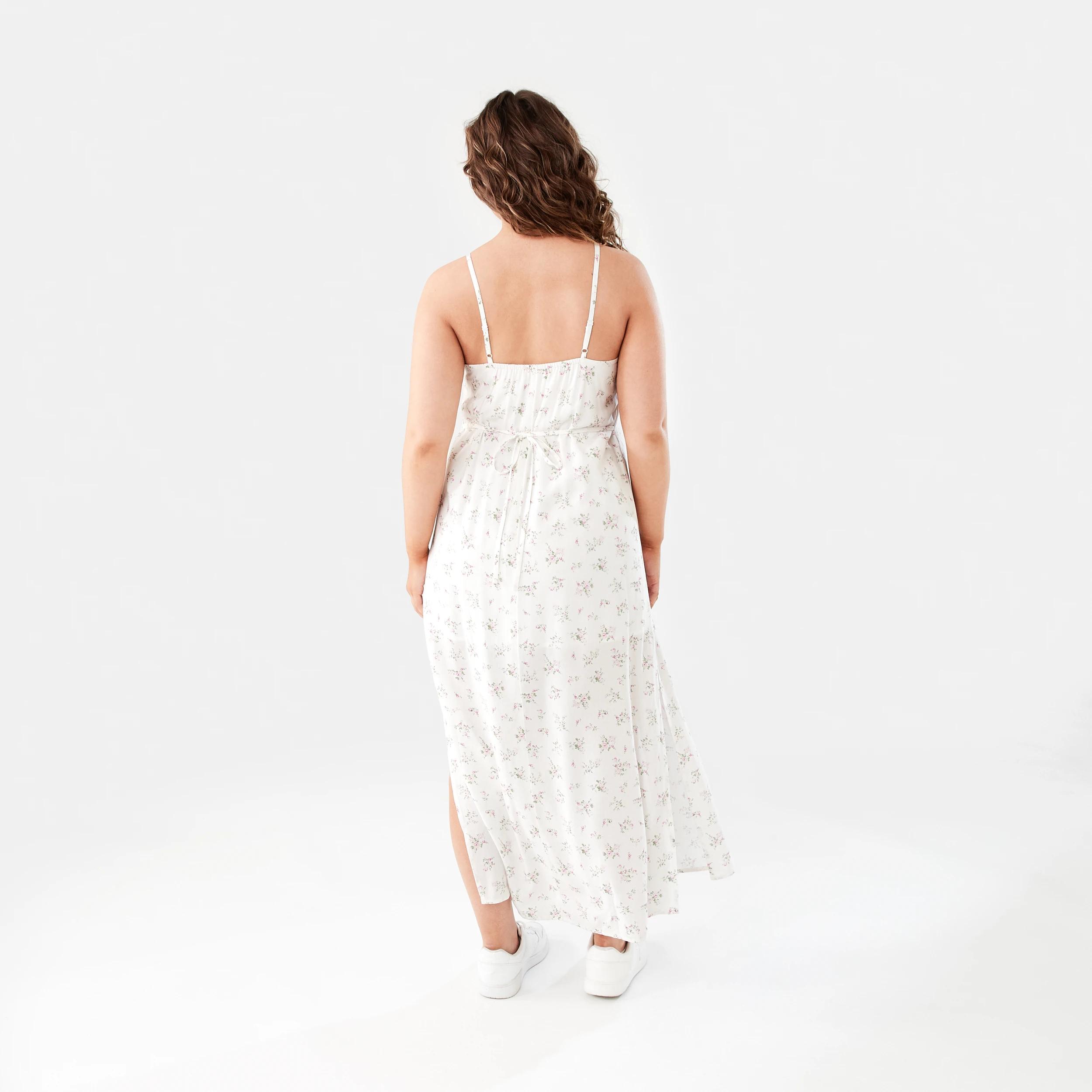 4 Sleeveless Tie Back Slip Maxi Dress Pnk Roses, 4 of 8