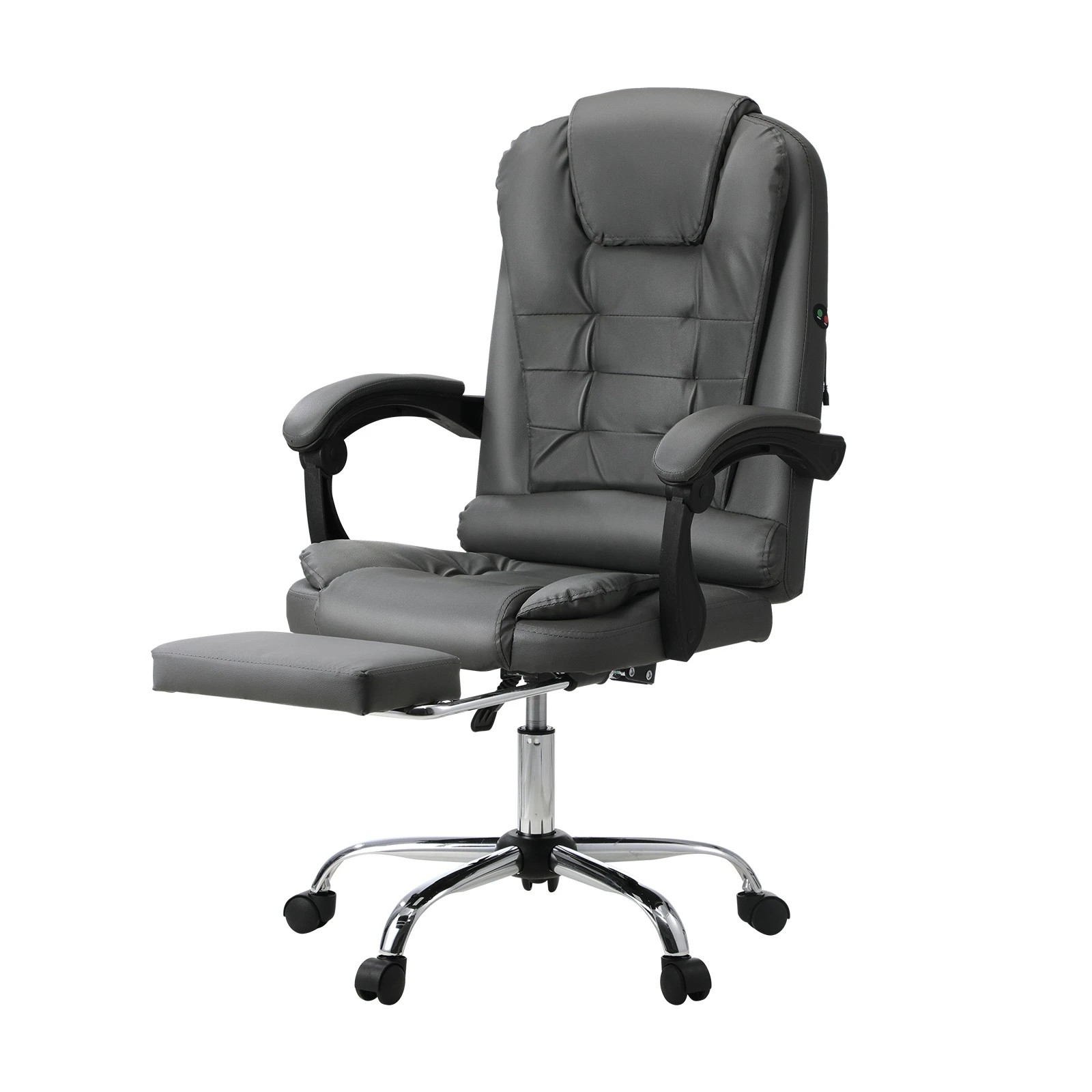 1 Oikiture Massage Office Chair Executive Gaming Racing Chairs PU with Footrest - Grey, 1 of 6